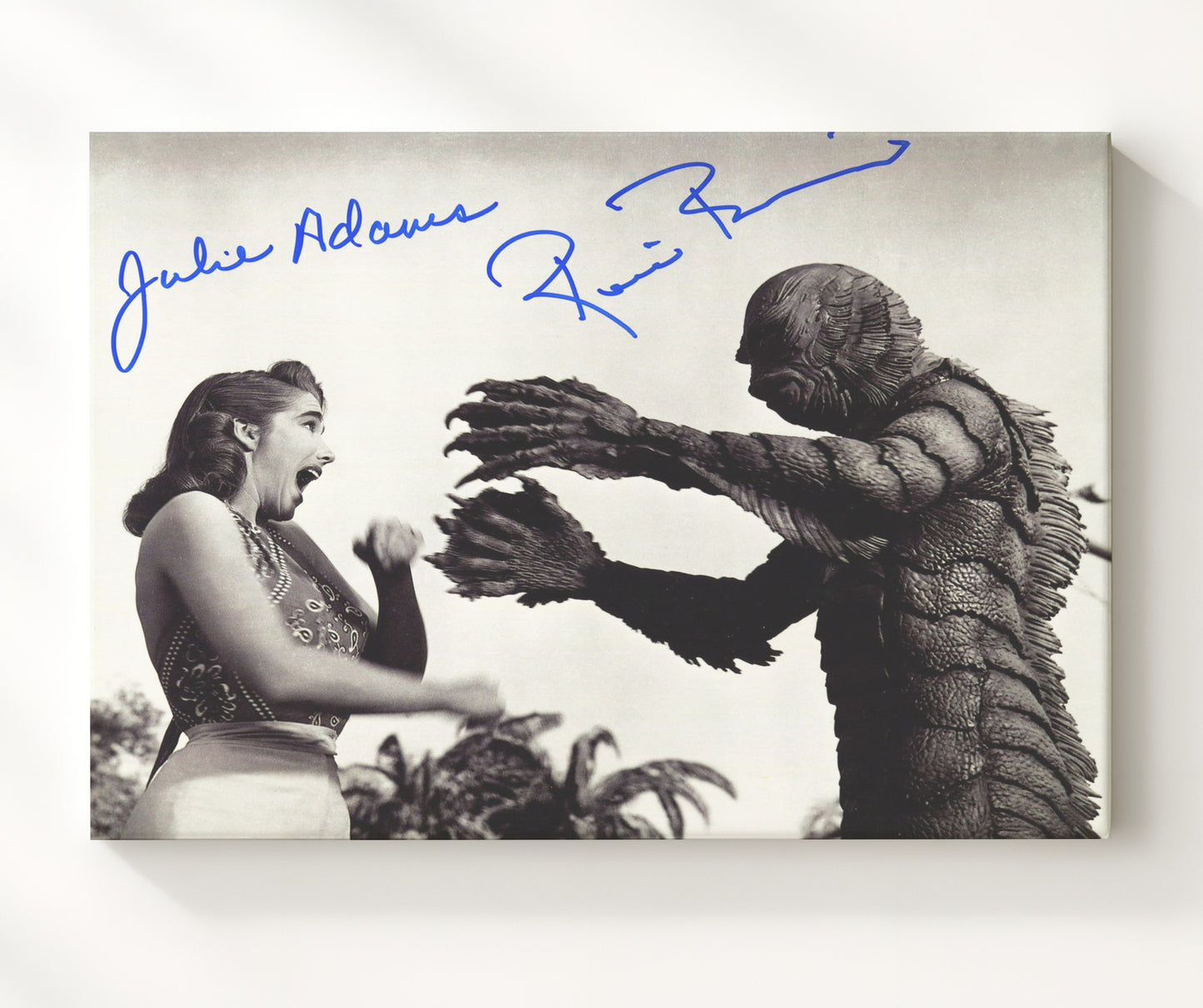 Creature from the Black Lagoon - Julie Adams and Ricou Browning - Gill Man - Underwater terror reach movie wall art 20x24 Canvas