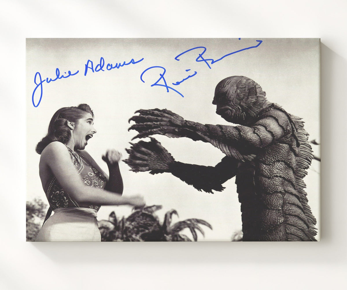Creature from the Black Lagoon - Julie Adams and Ricou Browning - Gill Man - Underwater terror reach movie wall art 8x10 Beveled Frame