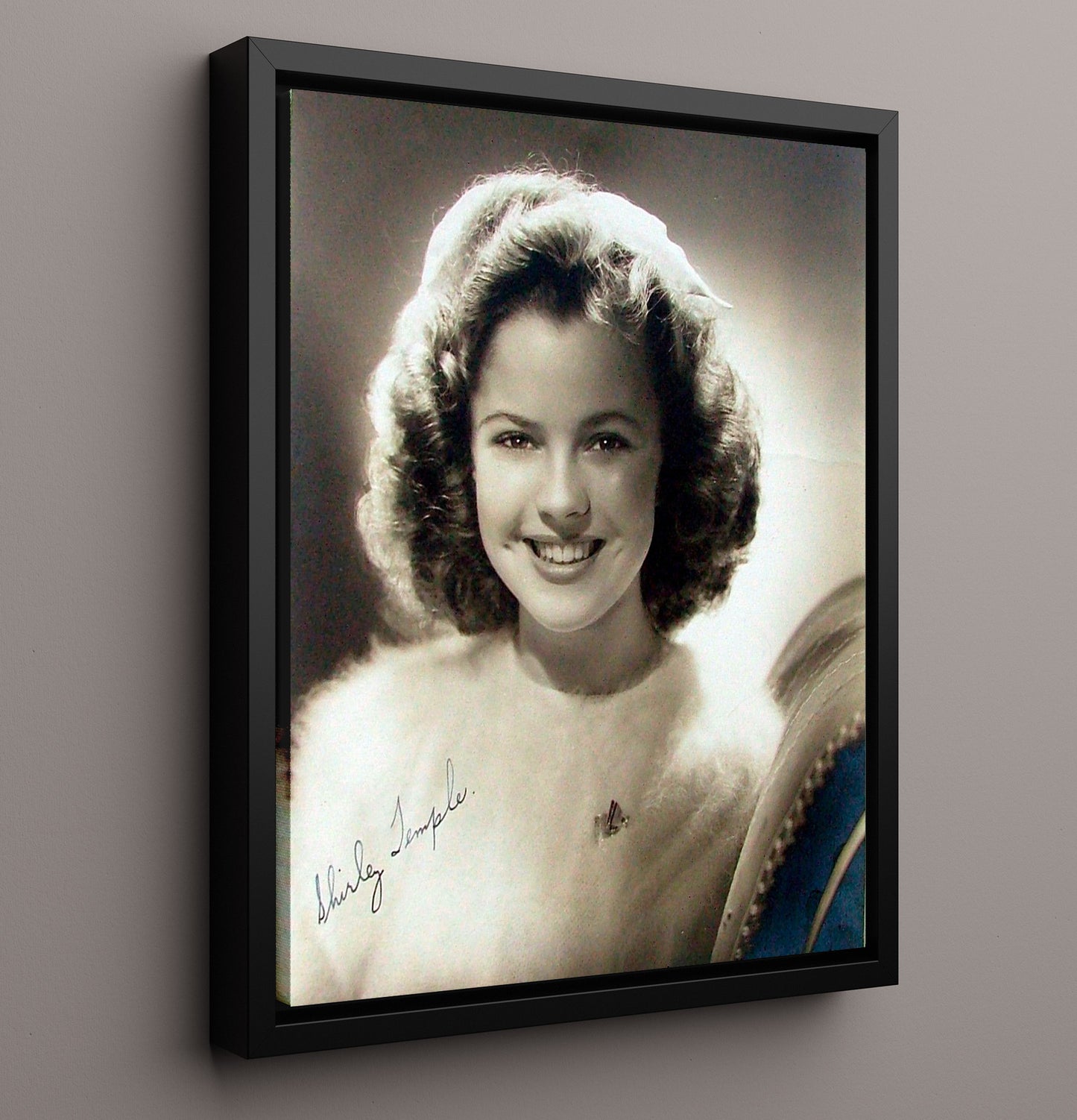 Curly Top - Shirley Temple - Elizabeth Blair - Ringlet Smile Close-Up movie wall art 16x20 Framed Canvas