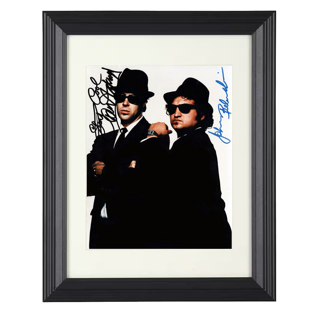 Dan Aykroyd and John Belushi – The Blues and Fedora – 8x10 black beveled framed movie wall art
