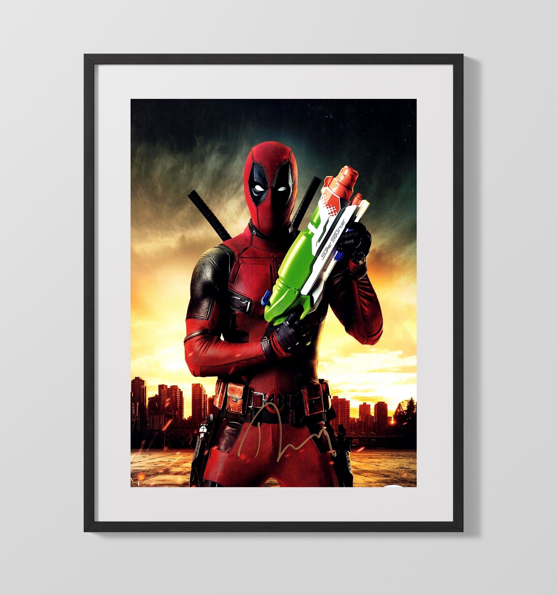 Deadpool - Ryan Reynolds - DeadpoolArmed Antics Vintage Movie Wall Art - 16x20 Gallery Frame movie decor