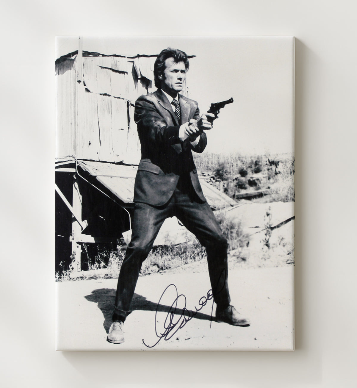 Dirty Harry - Clint Eastwood - Harry Callahan - Revolver Stance Desert Shack Scene movie wall art 20x24 Canvas