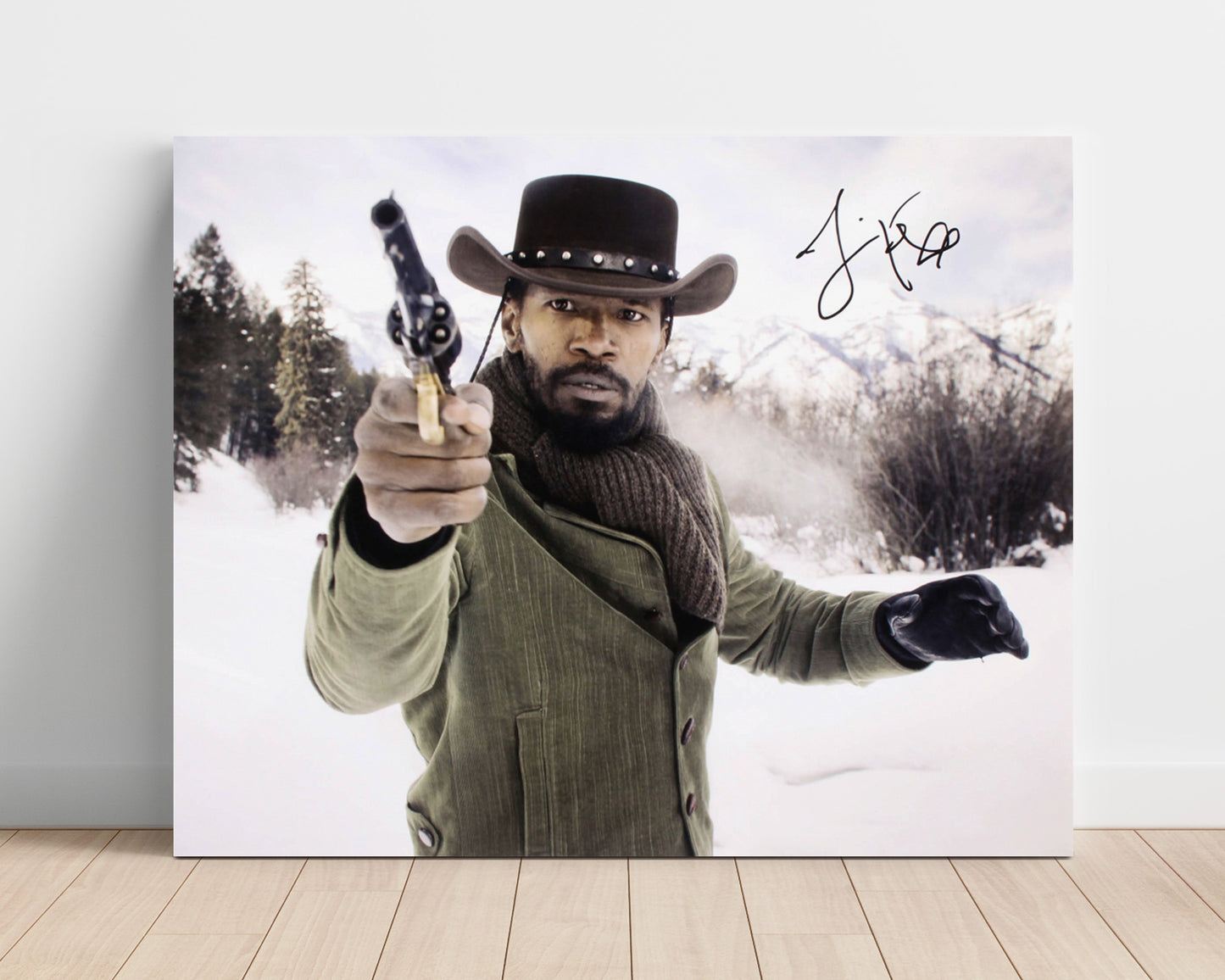 Django Unchained - Jamie Foxx - Django - Snowfield gunfire draw movie wall art 16x20 Unframed Print