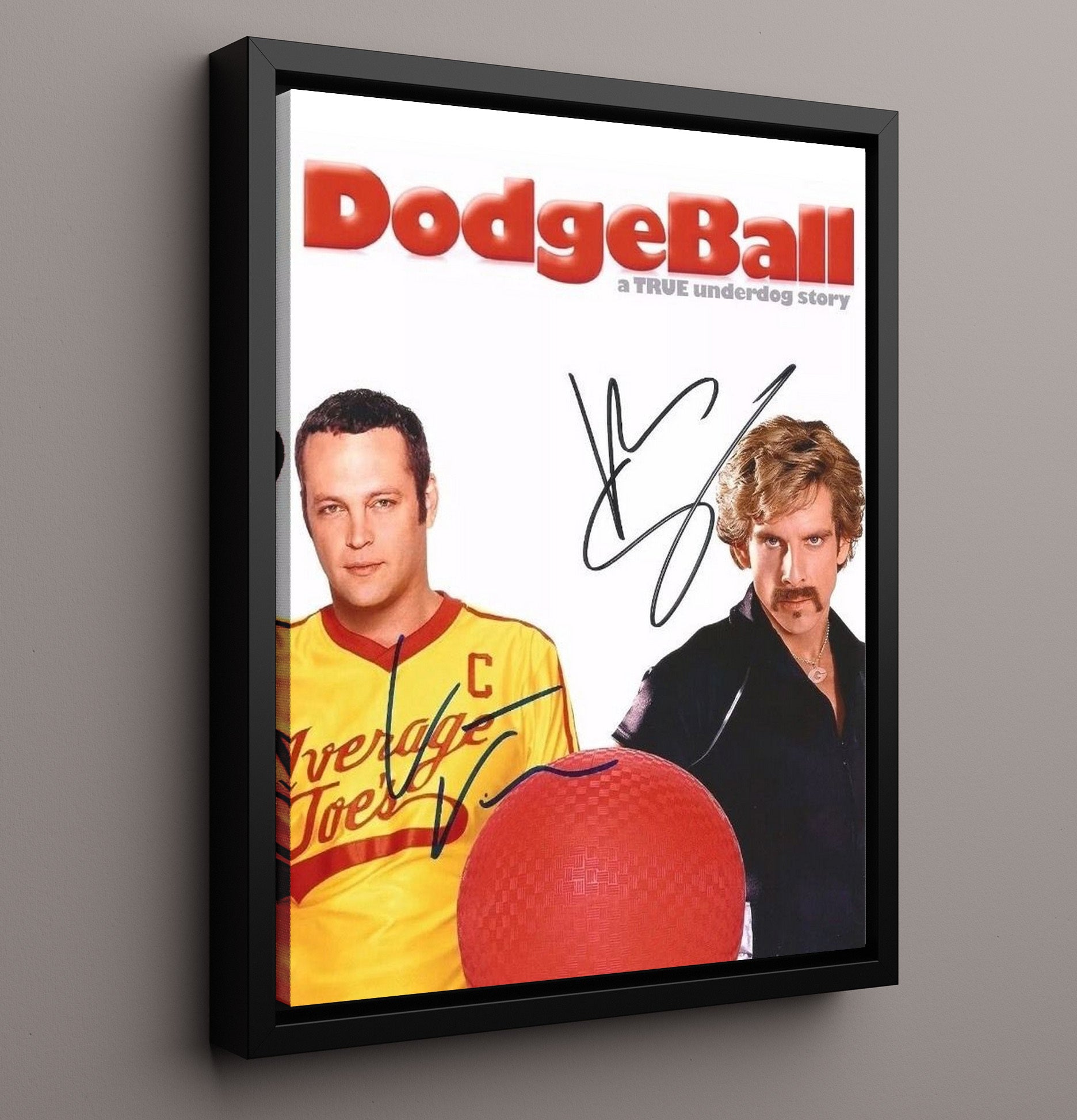 Dodgeball - Vince Vaughn - Peter LaFleurand Ben Stiller - White GoodmanGym Rival Showdown Vintage Movie Wall Art - 16x20 Framed Canvas movie decor