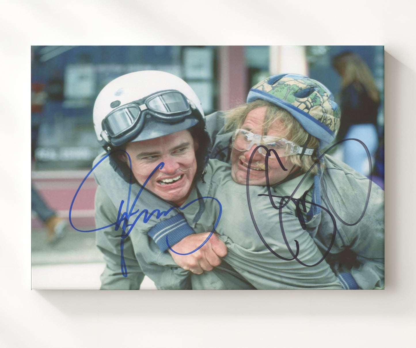 Dumb and Dumber - Jim Carrey - Lloyd Christmas - and Jeff Daniels - Harry Dunne - Chaotic scooter ride panic movie wall art 20x24 Canvas
