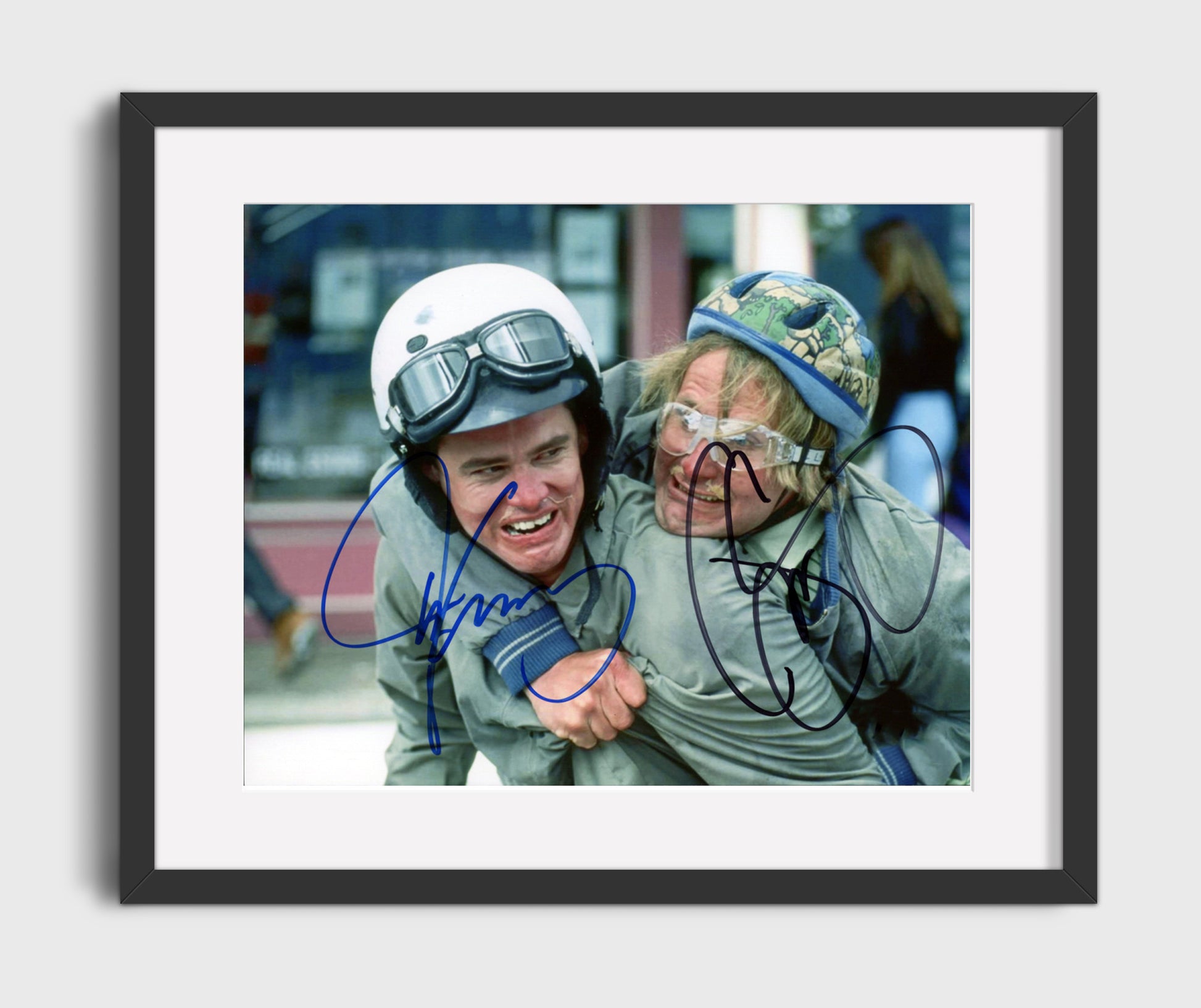 Dumb and Dumber - Jim Carrey - Lloyd Christmas - and Jeff Daniels - Harry Dunne - Chaotic scooter ride panic movie wall art 16x20 Gallery Frame