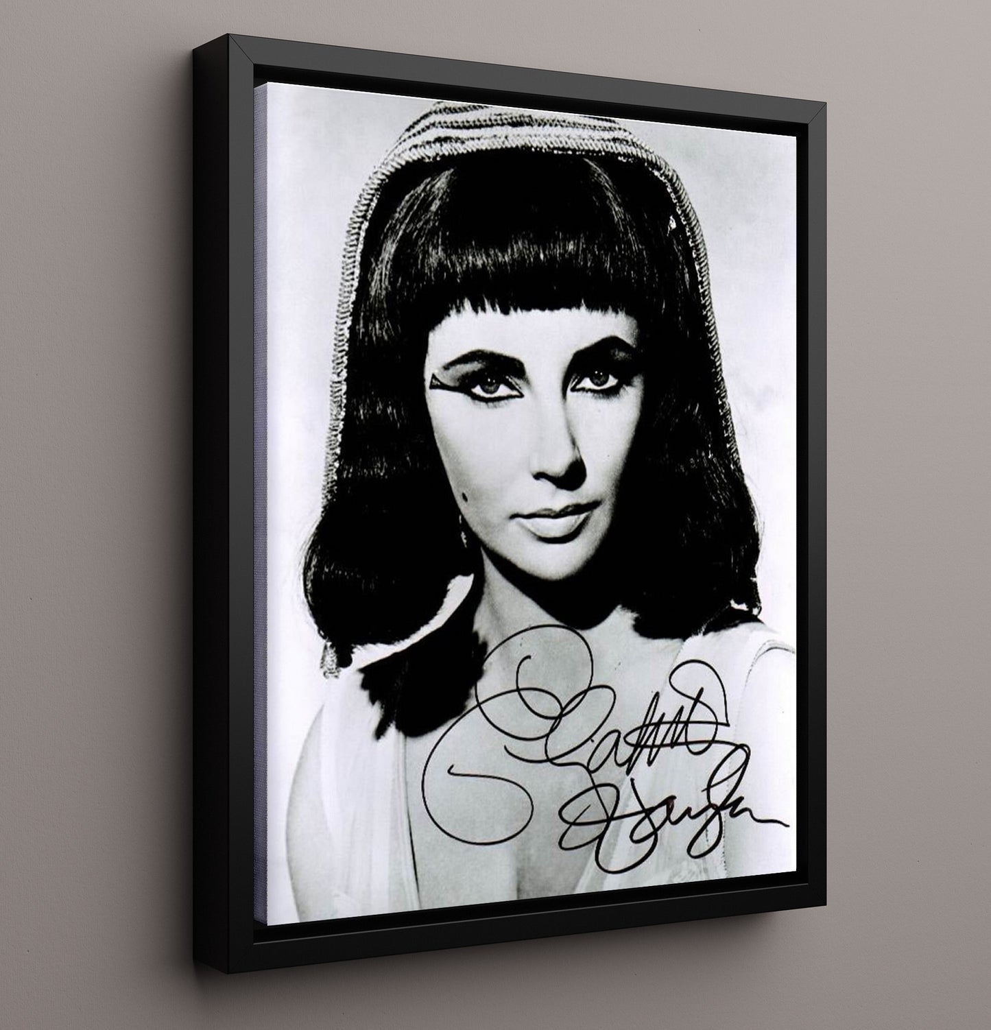 Elizabeth Taylor - Cleopatra Stare Vintage Movie Wall Art - 16x20 Framed Canvas movie decor