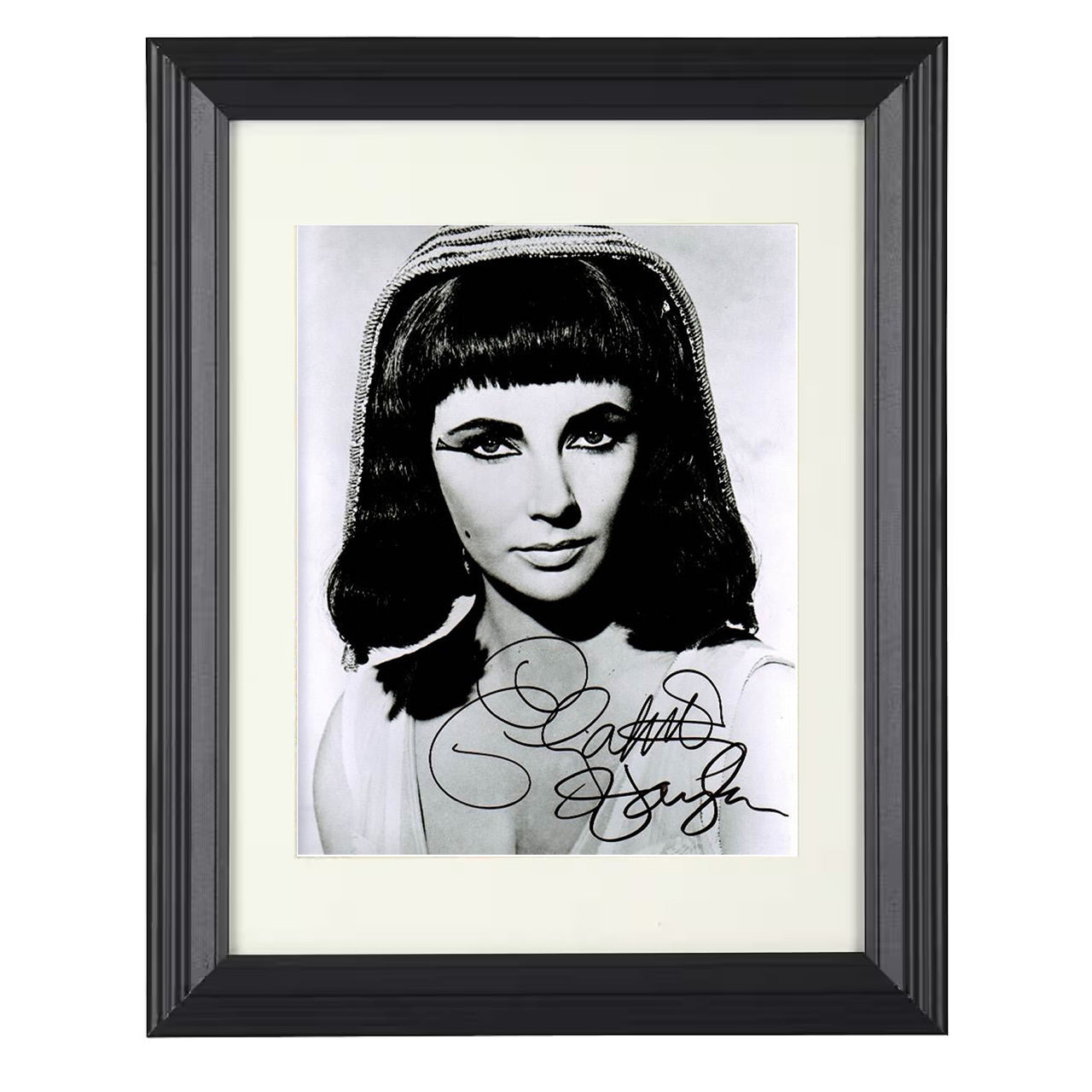 Elizabeth Taylor – Cleopatra Stare Image – 8x10 black beveled framed movie wall art