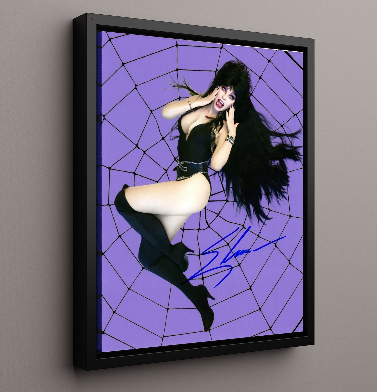 Elvira Mistress of the Dark - Cassandra Peterson Elvira Spiderweb Pinup.jpg movie wall art 16x20 Framed Canvas
