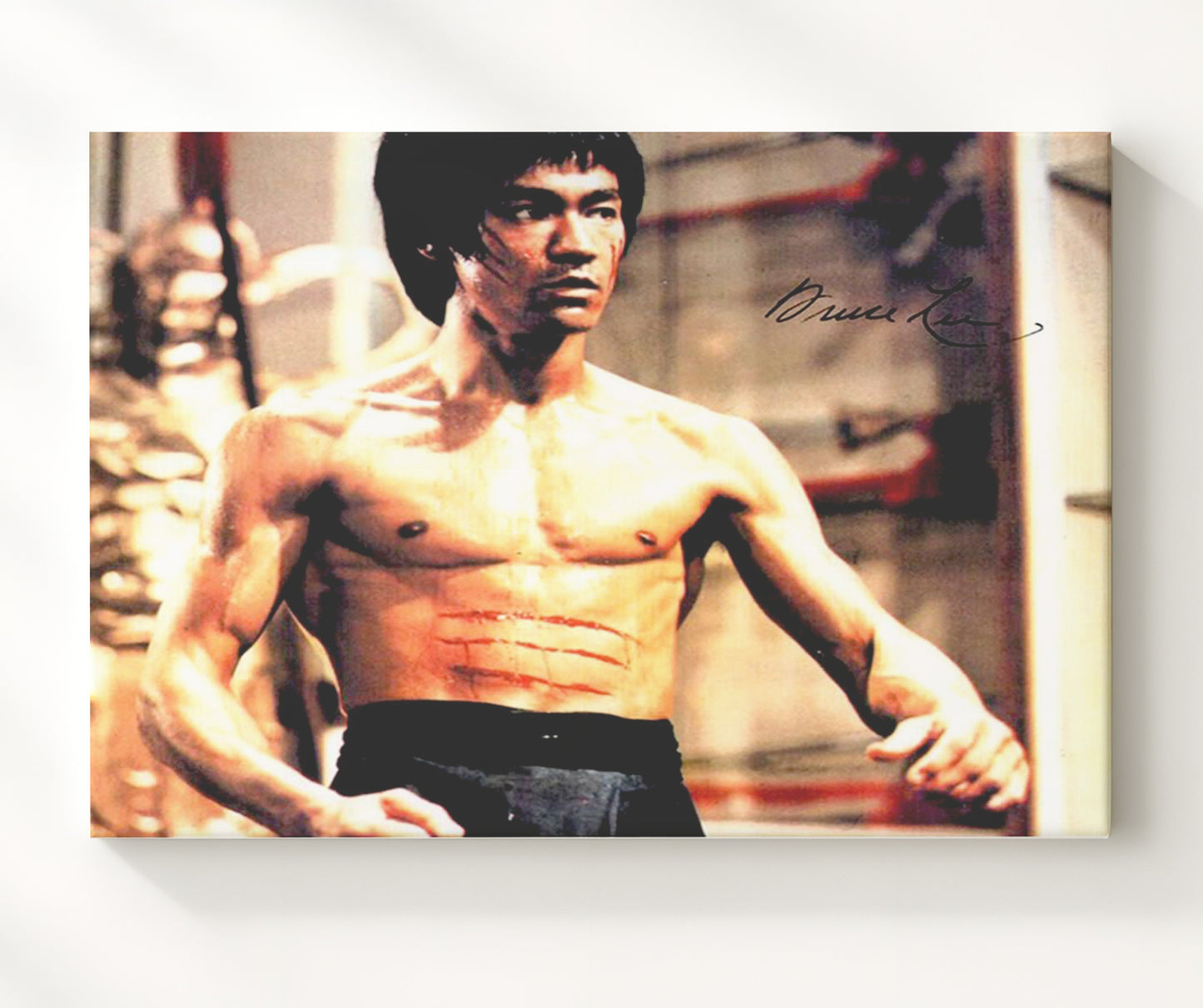 Enter the Dragon - Bruce Lee - Lee - Battle ready stance Vintage Movie Wall Art - 20x24 Canvas movie decor
