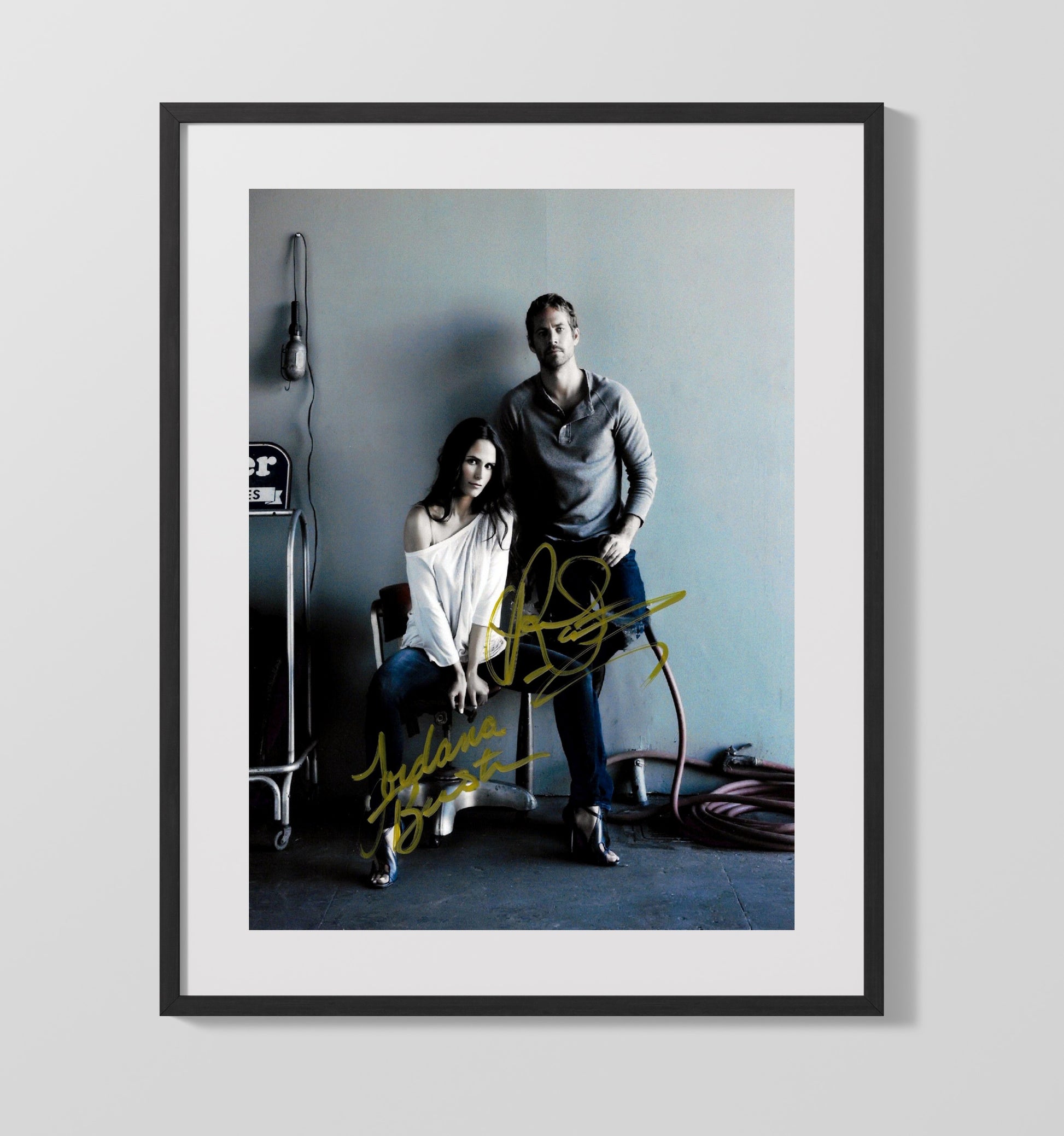 Fast and Furious - Paul Walker Jordana Brewster Garage Romance Duo movie wall art 16x20 Gallery Frame