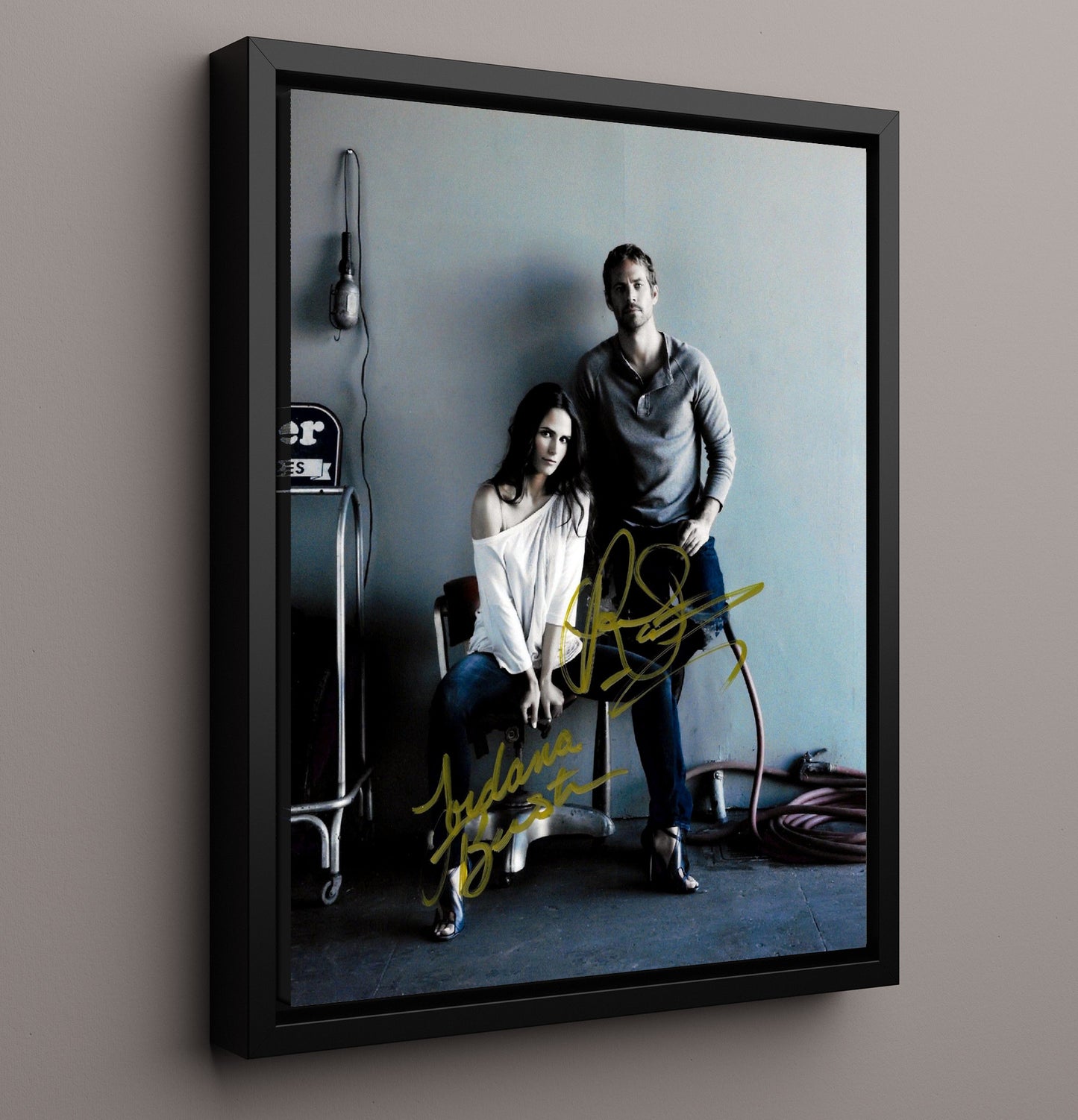 Fast and Furious - Paul Walker Jordana Brewster Garage Romance Duo movie wall art 16x20 Framed Canvas