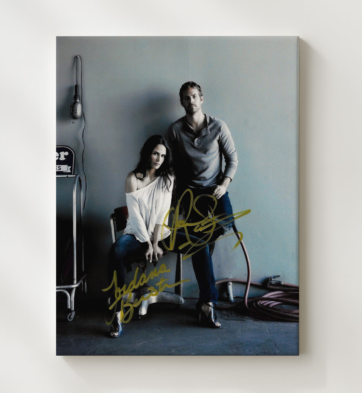Fast and Furious - Paul Walker Jordana Brewster Garage Romance Duo movie wall art 20x24 Canvas