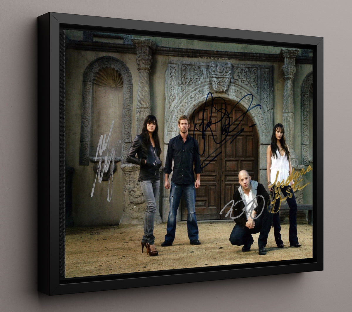 Fast and Furious - Vin Diesel - Dominic Toretto - Ensemble Team Courtyard Scene movie wall art 16x20 Framed Canvas