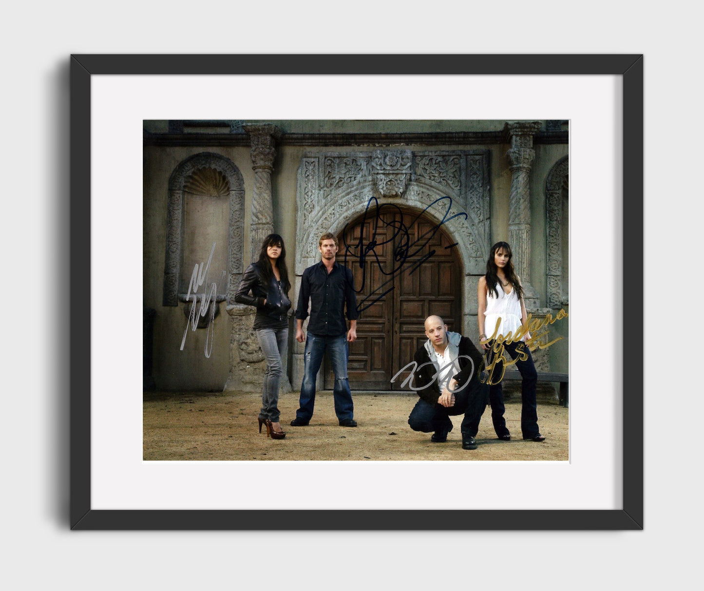 Fast and Furious - Vin Diesel - Dominic Toretto - Ensemble Team Courtyard Scene movie wall art 16x20 Gallery Frame