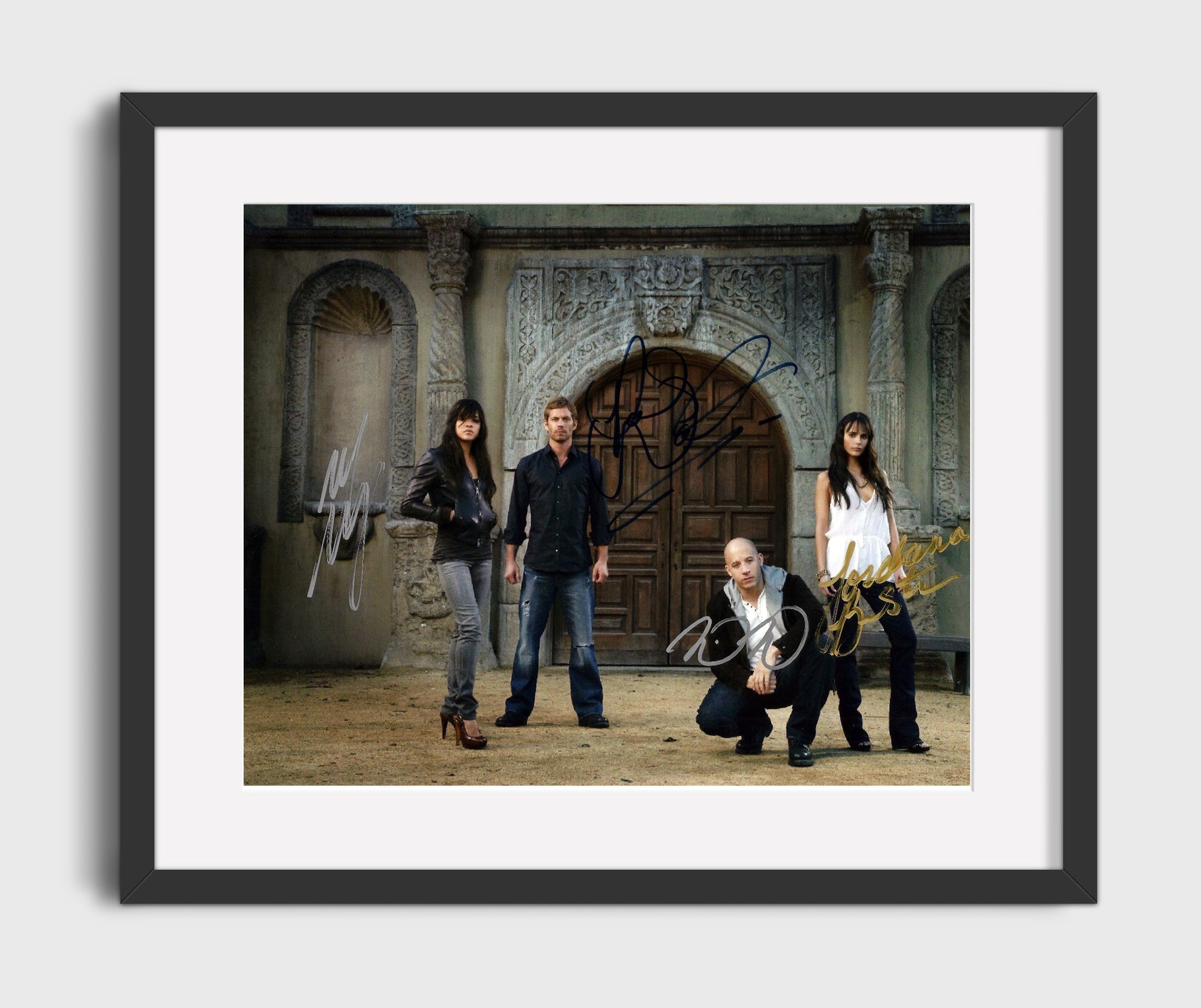 Fast and Furious - Vin Diesel - Dominic Toretto - Ensemble Team Courtyard Scene movie wall art 16x20 Gallery Frame