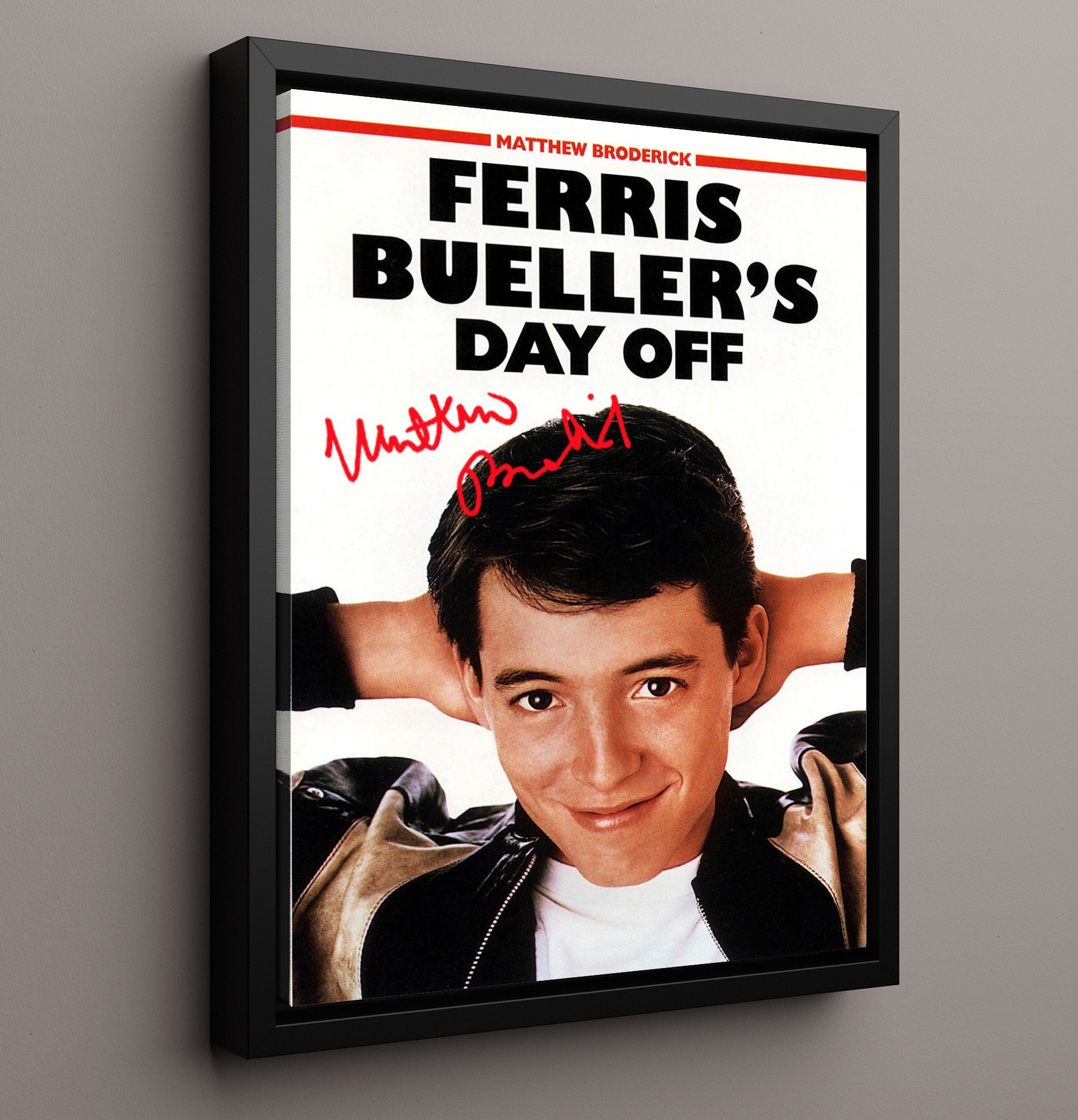 Ferris Buellers Day Off - Matthew Broderick - Ferris BuellerDay-Off Rebel Grin Vintage Movie Wall Art - 16x20 Framed Canvas movie decor
