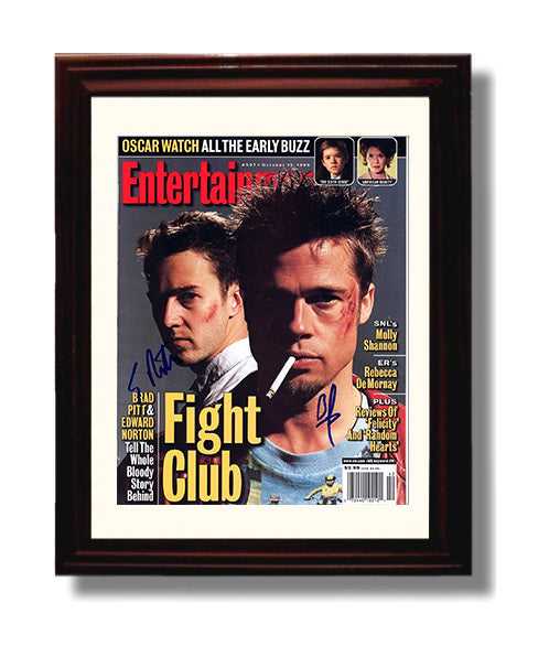 Fight Club - Brad Pitt - Tyler Durden and Edward Norton - Narrator - Anarchy Alter Ego Stare movie wall art 8x10 Beveled Frame
