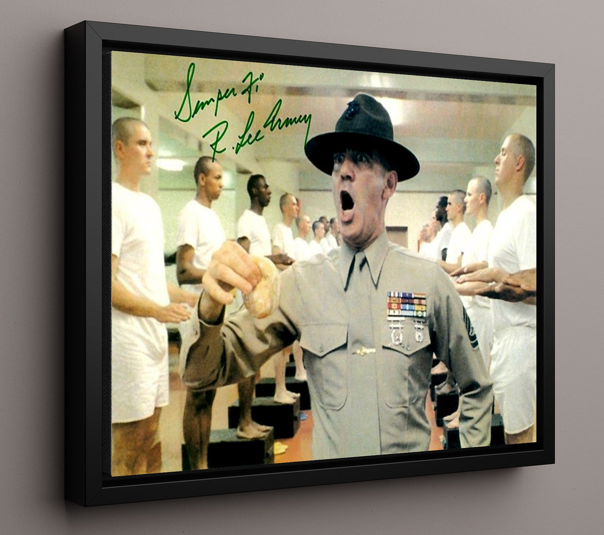 Full Metal Jacket - R. Lee Ermey - Jelly Donut Drill movie wall art 16x20 Framed Canvas