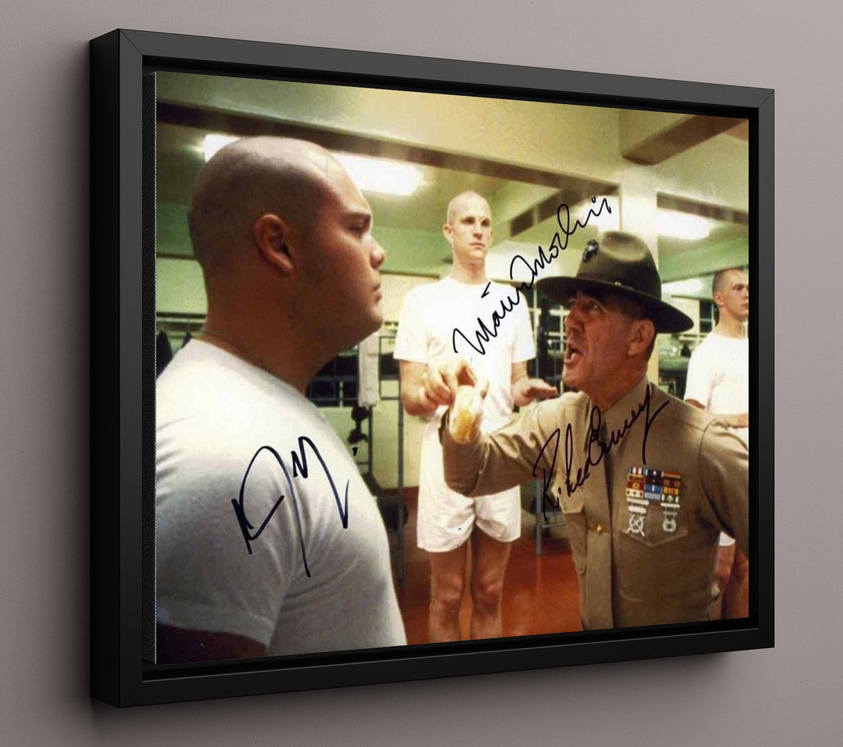 Full Metal Jacket - R. Lee Ermey and Vincent Donofrio and Matthew Modine - Jelly Donut Inspection movie wall art 16x20 Gallery Frame