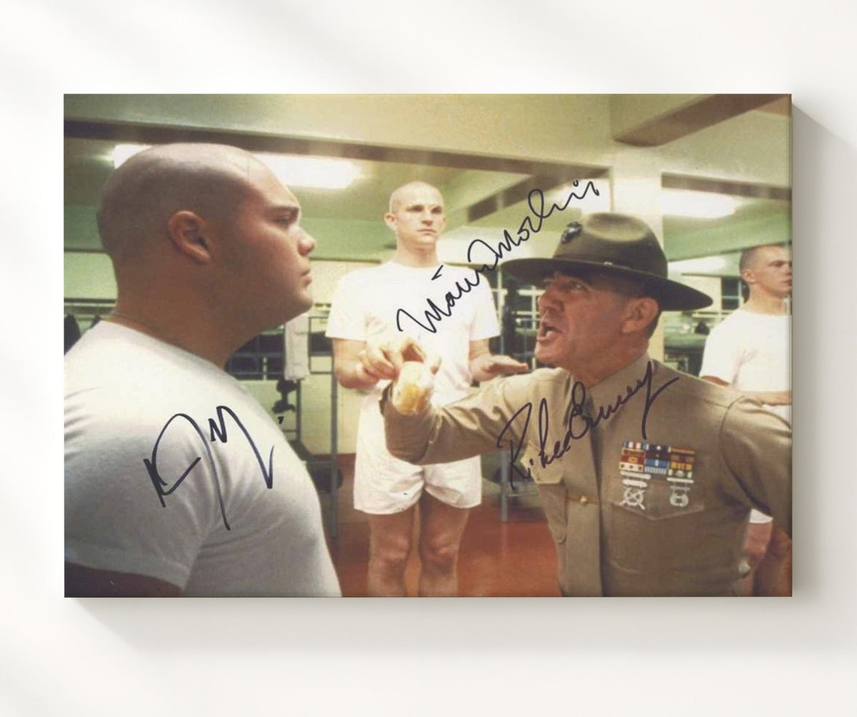 Full Metal Jacket - R. Lee Ermey and Vincent Donofrio and Matthew Modine - Jelly Donut Inspection movie wall art 8x10 Beveled Frame