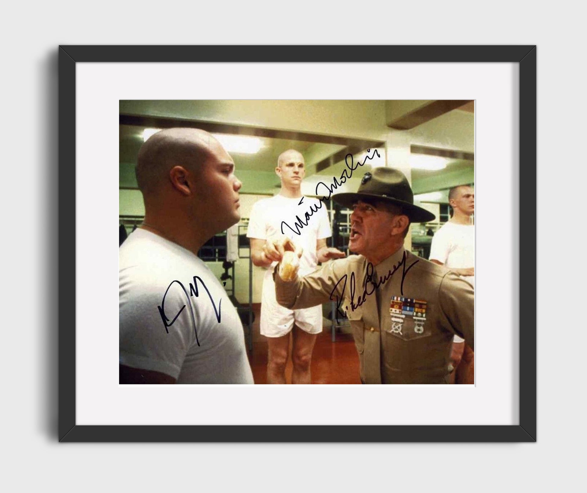 Full Metal Jacket - R. Lee Ermey and Vincent Donofrio and Matthew Modine - Jelly Donut Inspection movie wall art 16x20 Gallery Frame