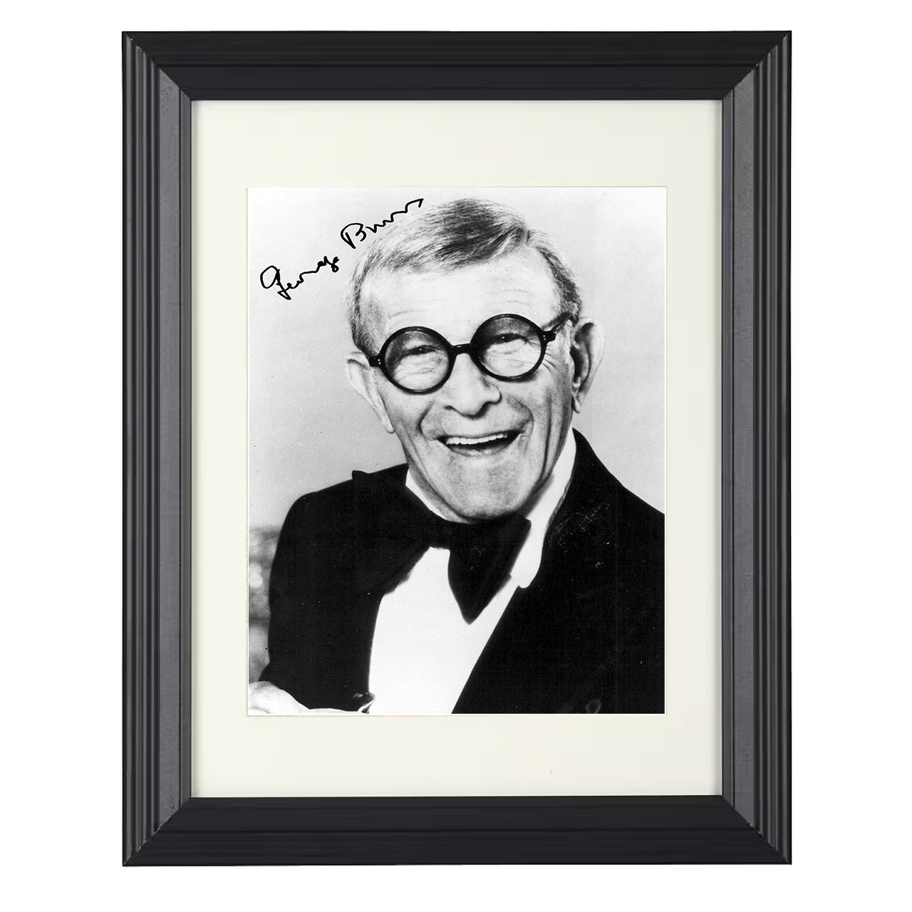 George Burns – George Burns Round Glasses Comedy Legend – 8x10 black beveled framed movie wall art