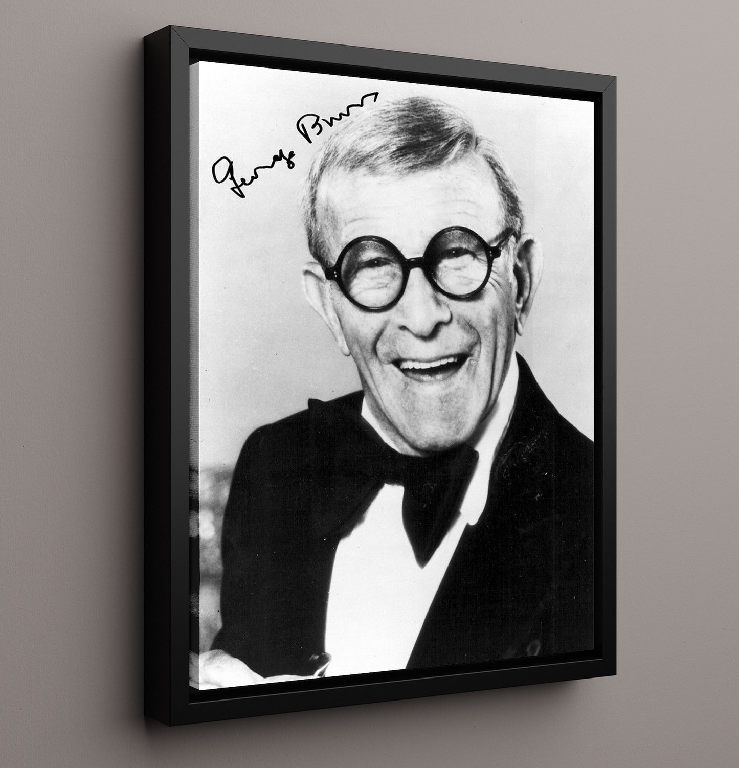 George Burns - Round Glasses Comedy Legend.jpg movie wall art 16x20 Framed Canvas