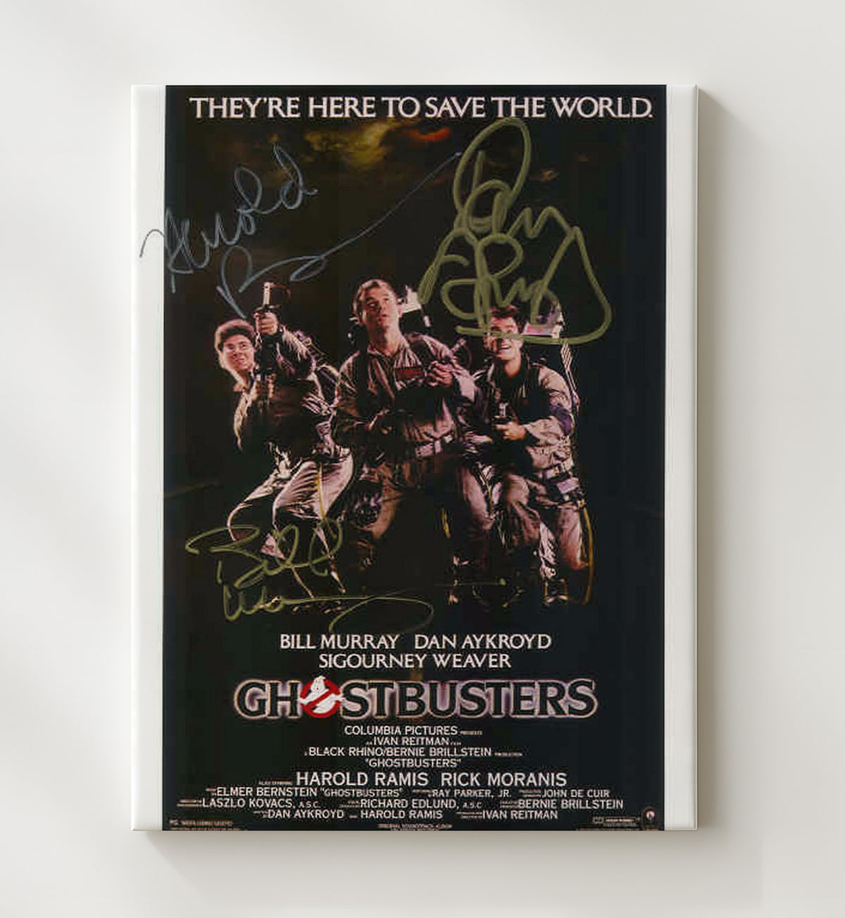 Ghostbusters - Bill Murray Dan Aykroyd and Harold Ramis Ghost-Hunting Charge movie wall art 20x24 Canvas