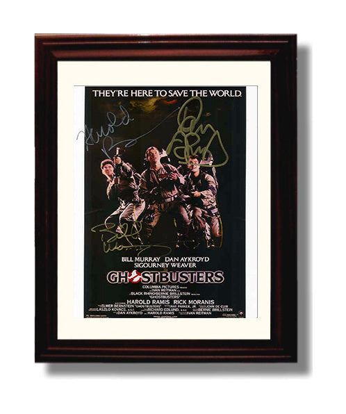 Ghostbusters - Bill Murray Dan Aykroyd and Harold Ramis Ghost-Hunting Charge movie wall art 8x10 Beveled Frame