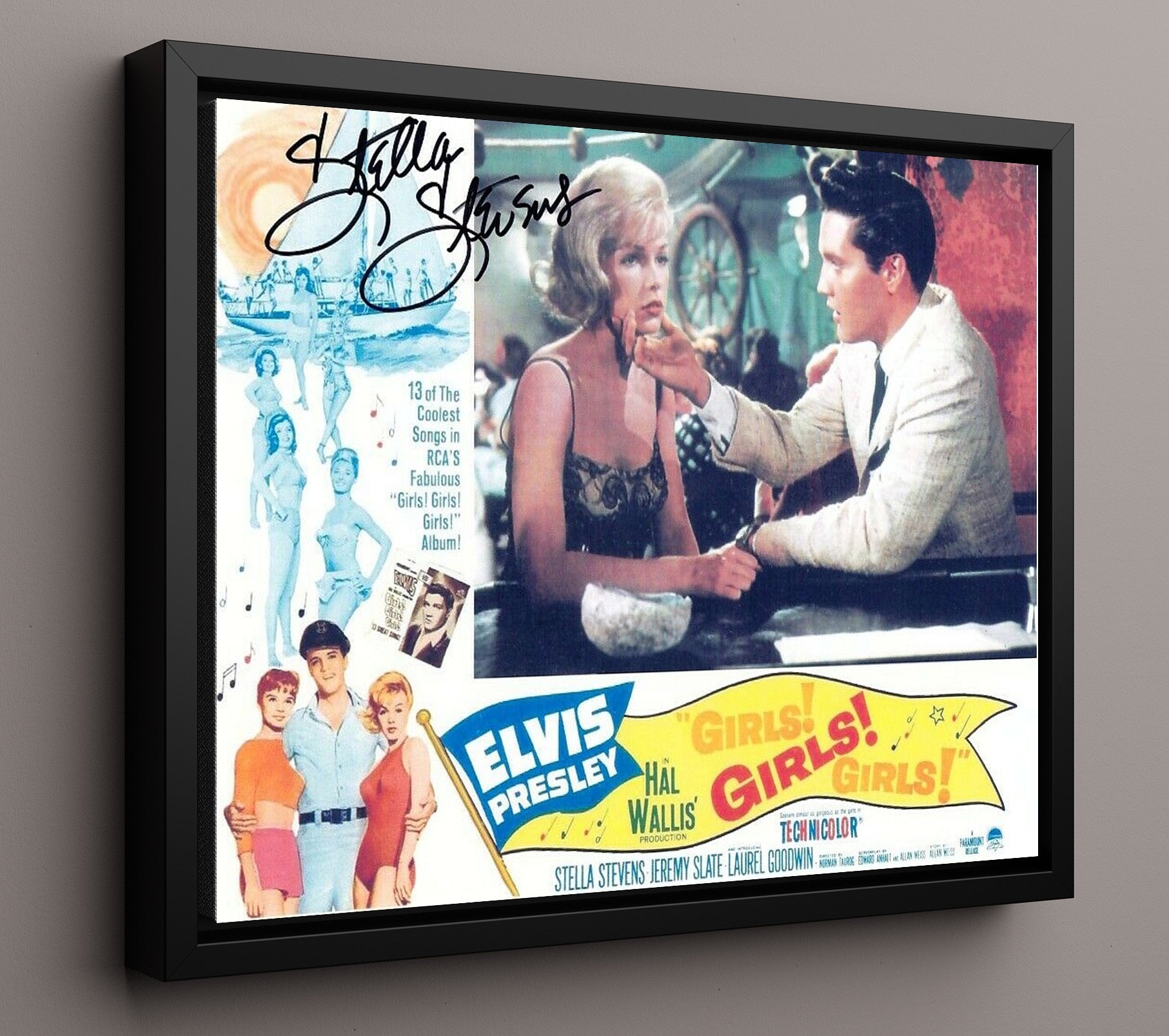 Girls-Girls-Girls - Elvis Presley - Ross - and Stella Stevens - Robin - Beachside Heart-to-Heart movie wall art 16x20 Framed Canvas
