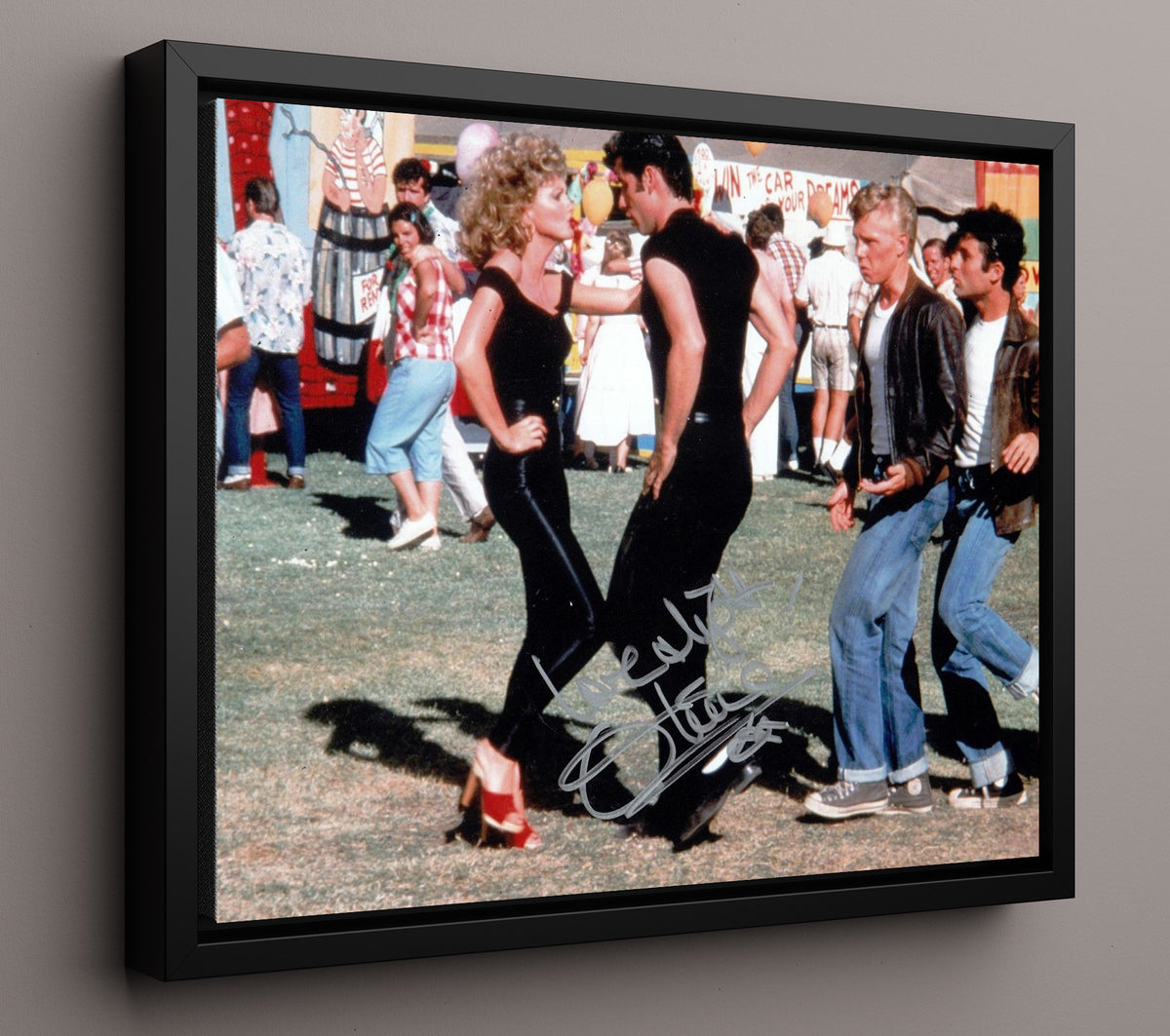 Grease - Olivia Newton-John and John Travolta - Summer nights showdown movie wall art 16x20 Framed Canvas