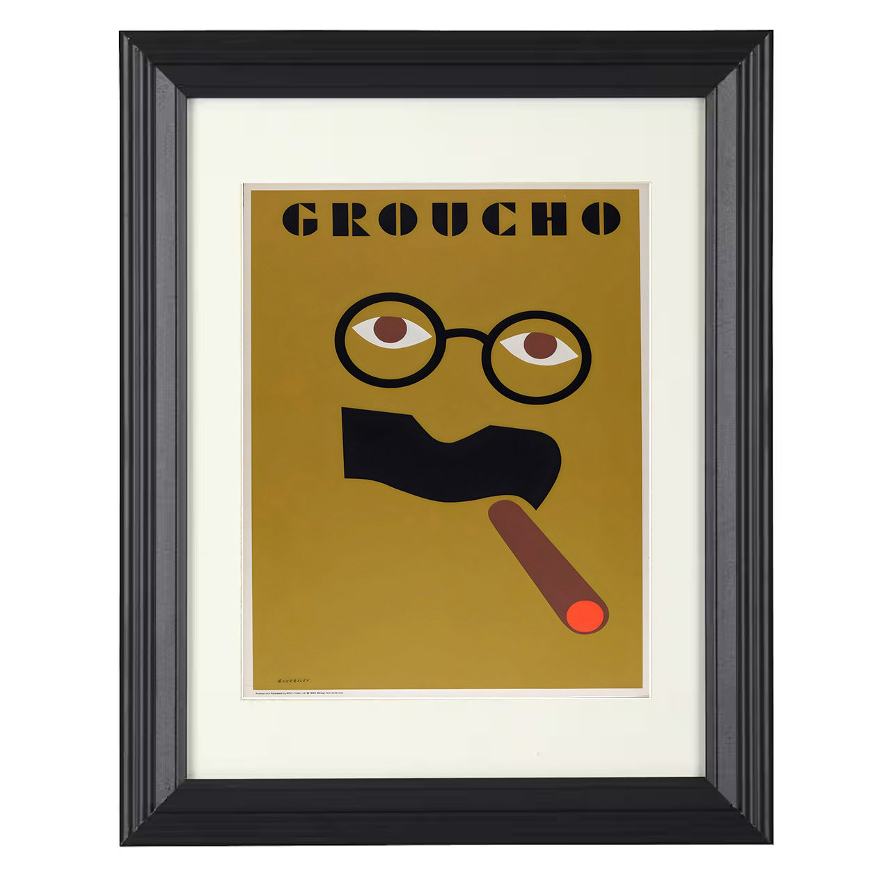 Groucho Marx – Minimalist Cigar Icon Image – 8x10 black beveled framed movie wall art