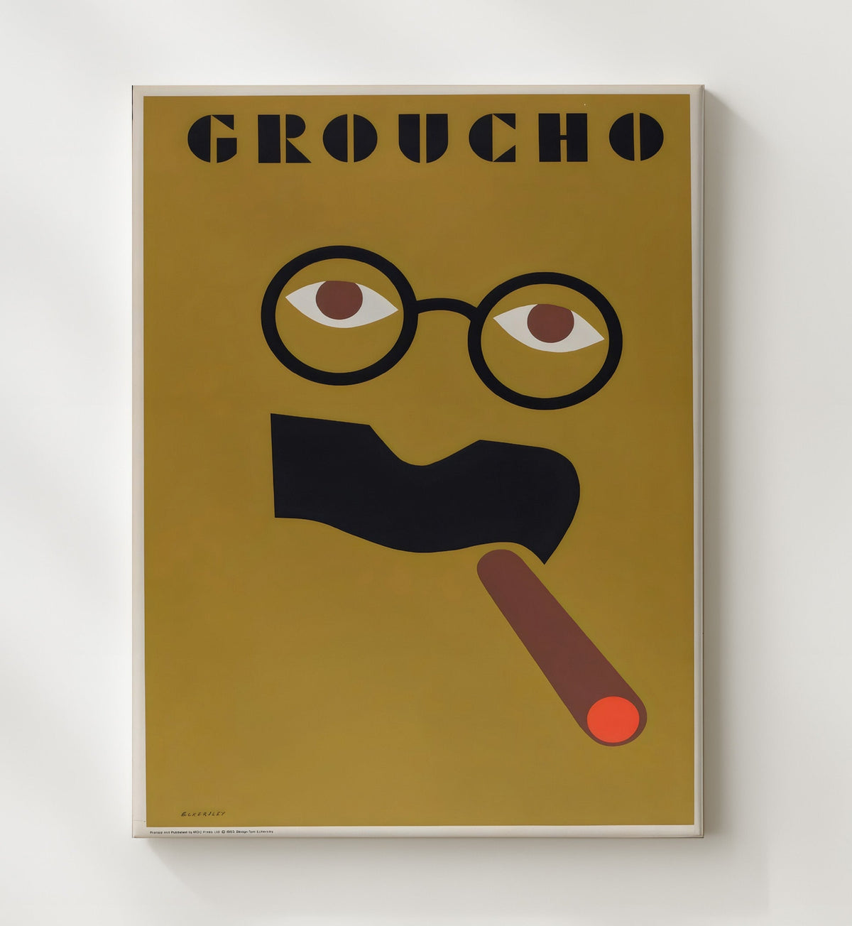 Groucho Marx - Minimalist Cigar Icon movie wall art 8x10 Beveled Frame