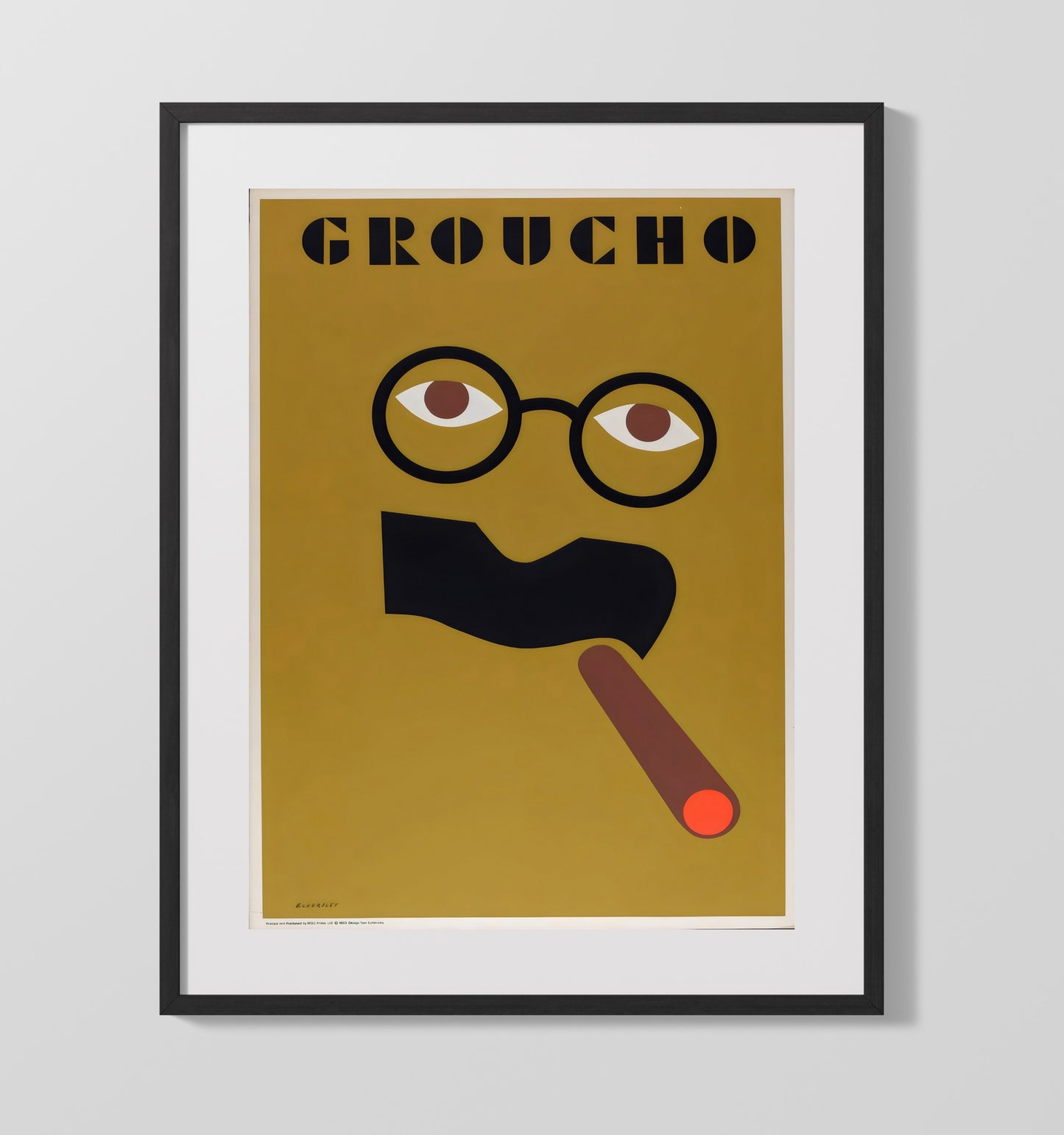 Groucho Marx - Minimalist Cigar Icon Vintage Movie Wall Art - 16x20 Gallery Frame movie decor