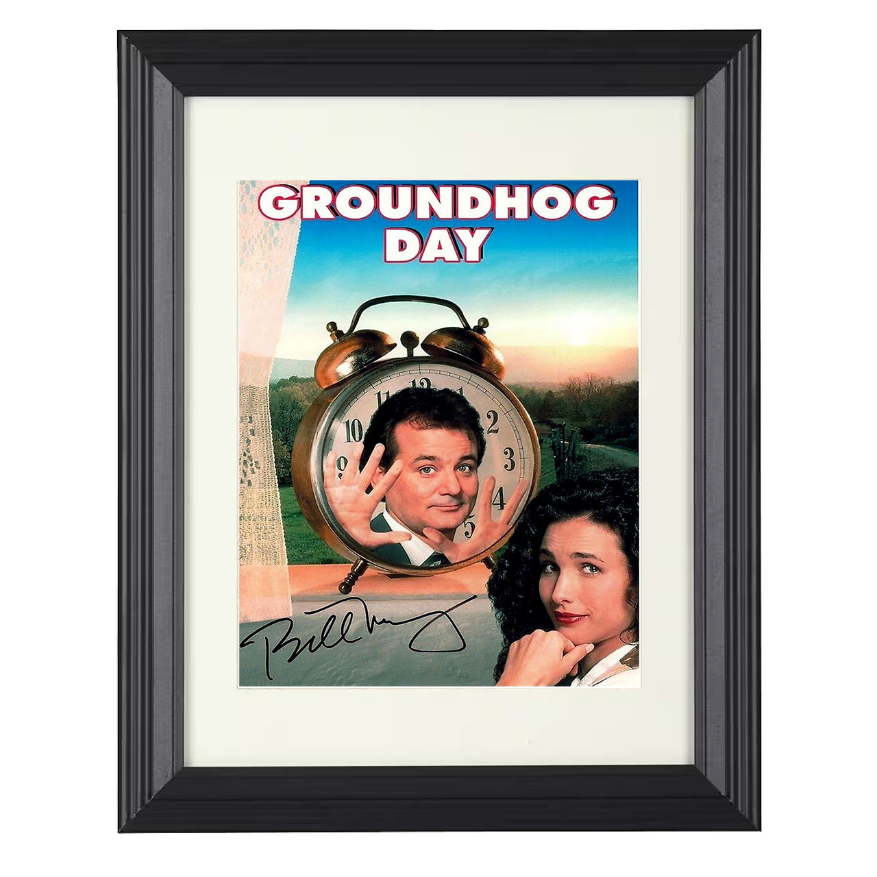 Groundhog Day – Time Loop Smile Image – 8x10 black beveled framed movie wall art