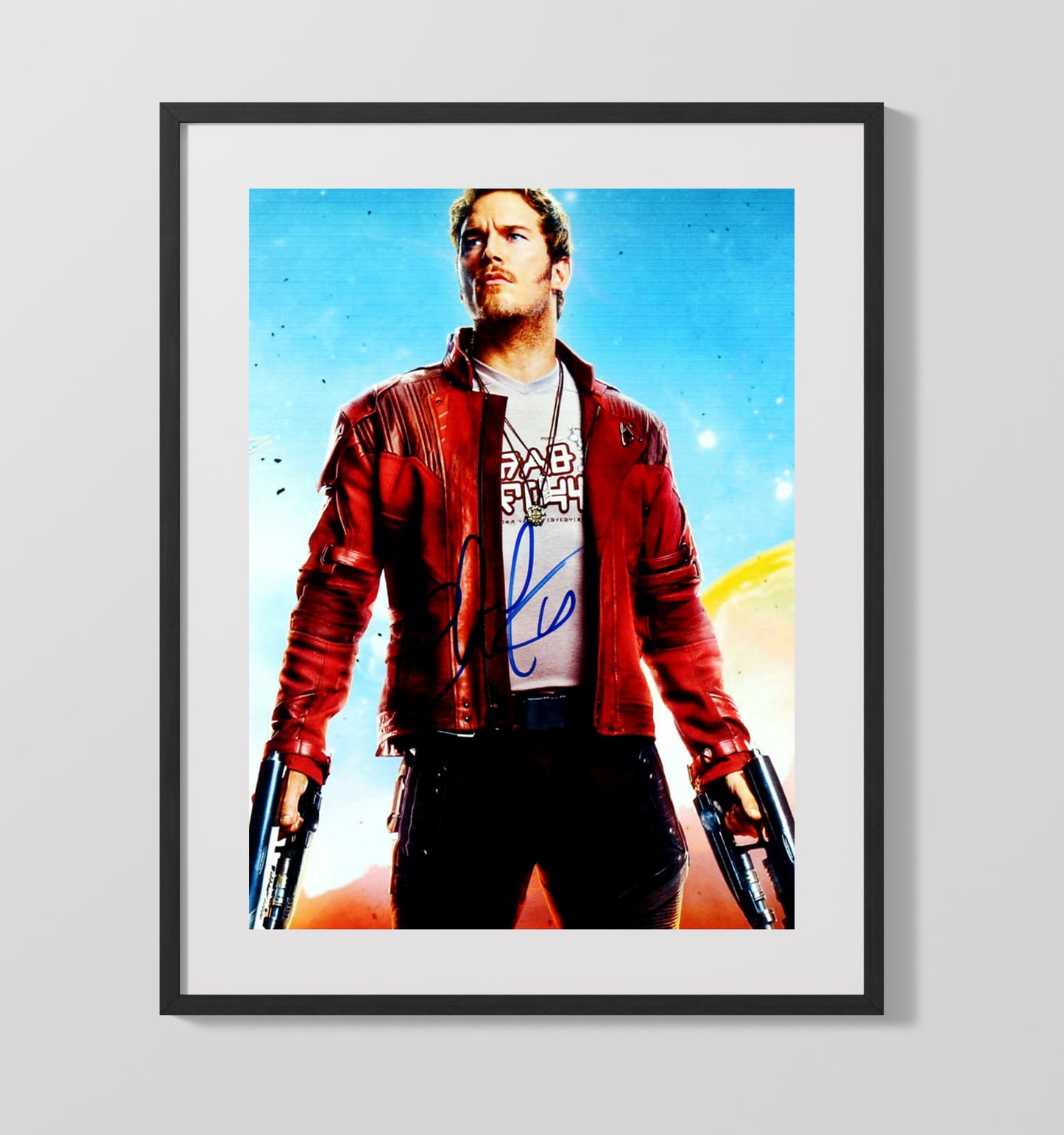 Guardians of the Galaxy - Chris Pratt - Star-LordRed Jacket Space Rogue Vintage Movie Wall Art - 16x20 Gallery Frame movie decor