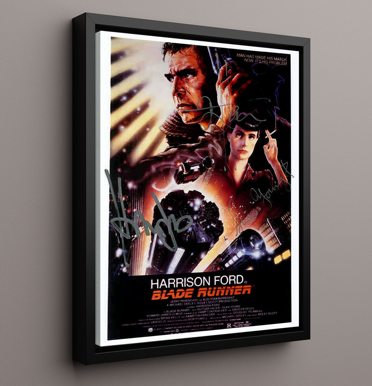 Harrison Ford and Sean Young - Blade Runner Rick Deckard and Rachael Theatrical Poster Art movie wall art 16x20 Gallery Frame