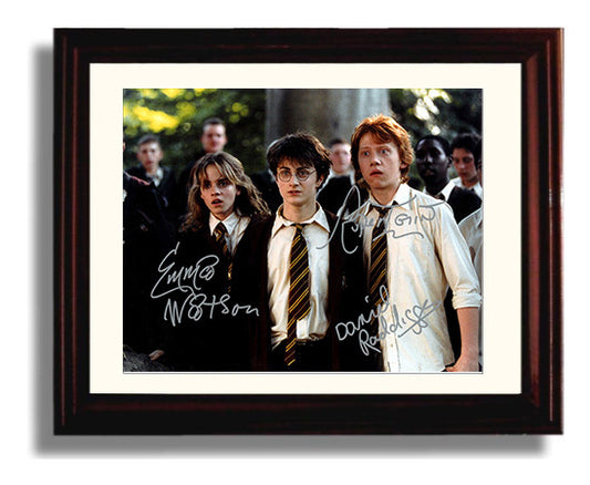 Harry Potter - Cast - Shocked Trio movie wall art 8x10 Beveled Frame