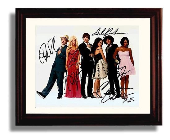 High School Musical - Zac Efron - Troy Bolton - Ensemble Formal Cast Lineup Scene Vintage Movie Wall Art - 8x10 Beveled Frame movie decor