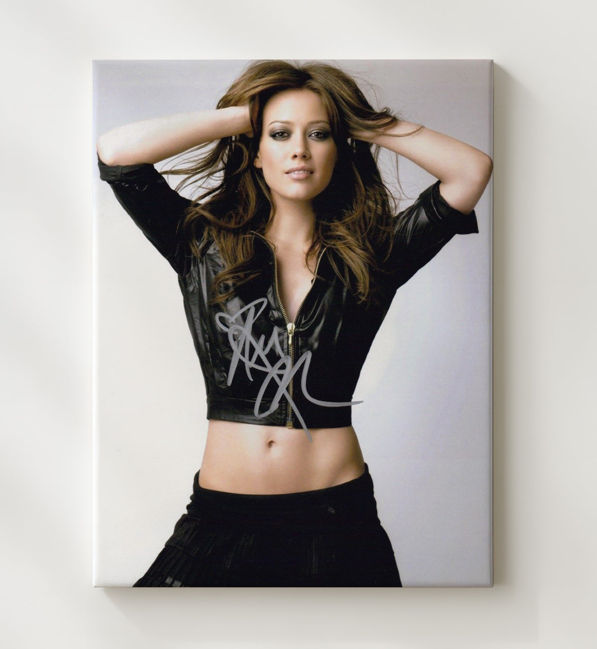 Hilary Duff - Black Leather Glam Pop Photograph movie wall art 20x24 Canvas