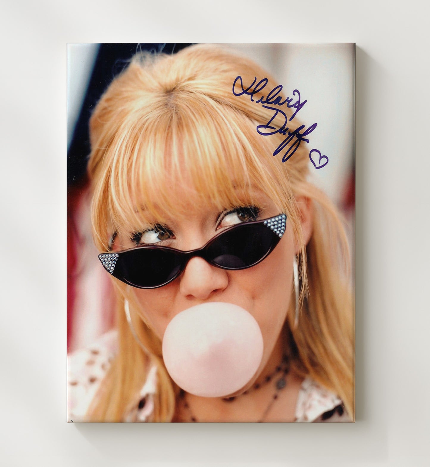 Hilary Duff - Bubblegum Pop Star Bubble Pose Vintage Movie Wall Art - 20x24 Canvas movie decor