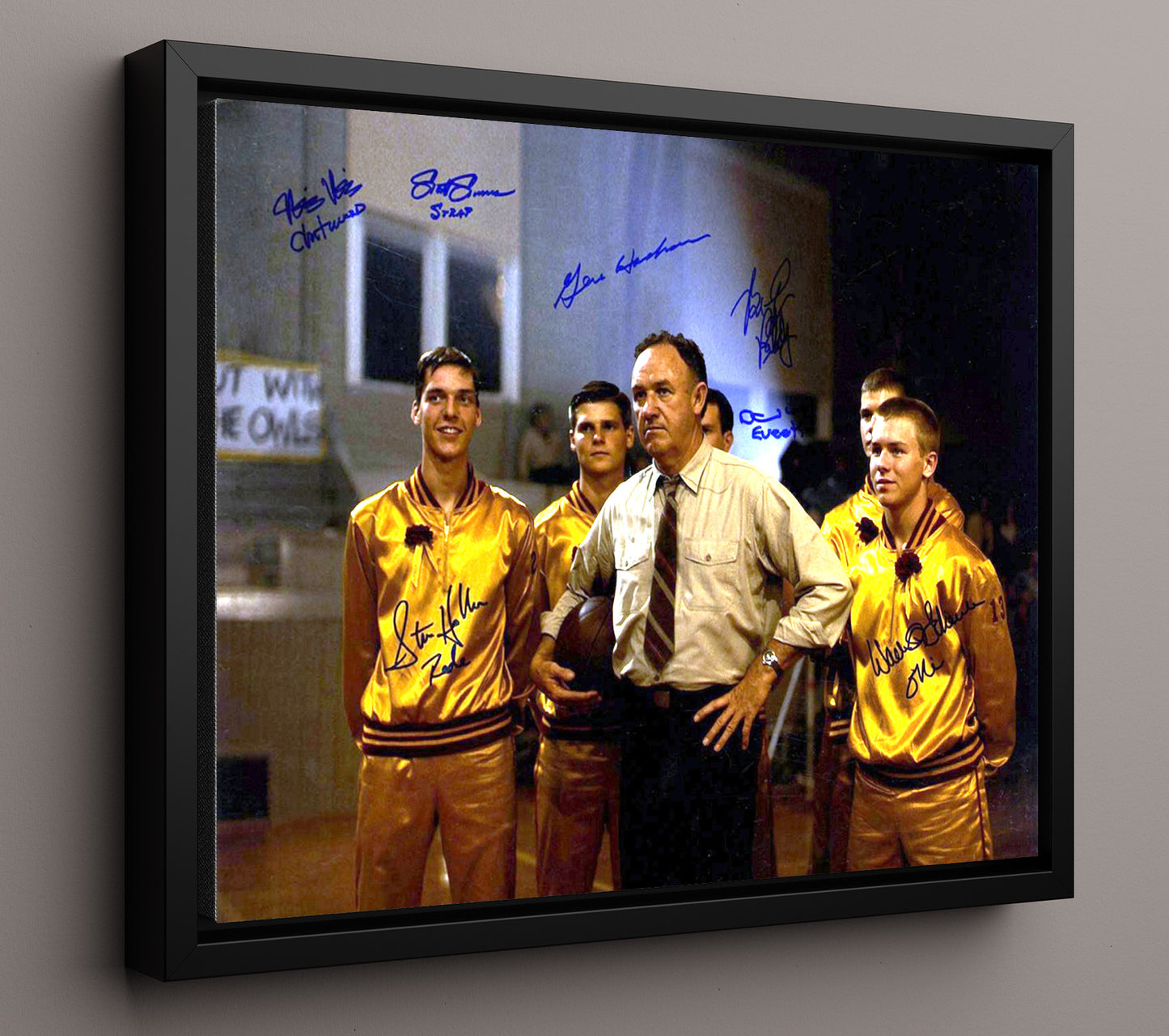 Hoosiers - Gene Hackman - Coach Dale - Locker room resolve movie wall art 16x20 Framed Canvas