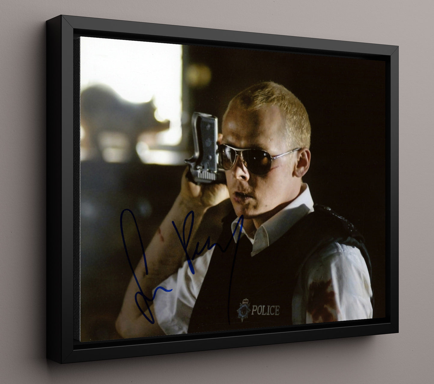 Hot Fuzz - Simon Pegg - Nicholas - Small Town Big Conspiracy Vintage Movie Wall Art - 16x20 Framed Canvas movie decor