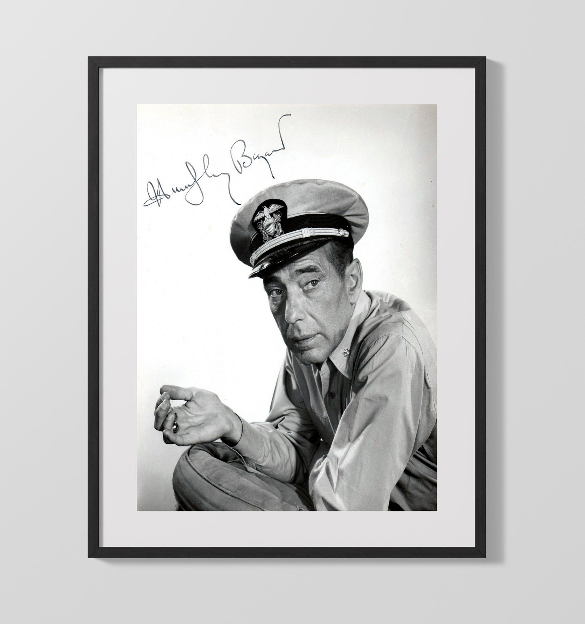 Humphrey Bogart - Golden Age Hollywood Tough-Guy Portrait Vintage Movie Wall Art - 16x20 Gallery Frame movie decor