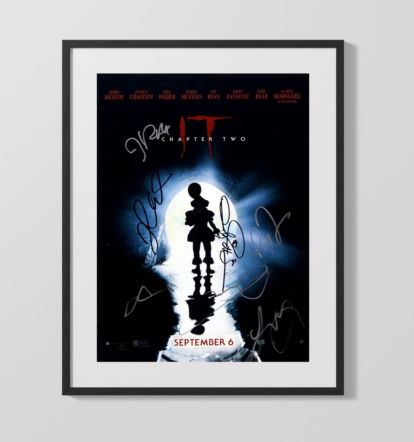 IT Chapter Two - Losers Club Cast Shadow Poster Vintage Movie Wall Art - 16x20 Gallery Frame movie decor