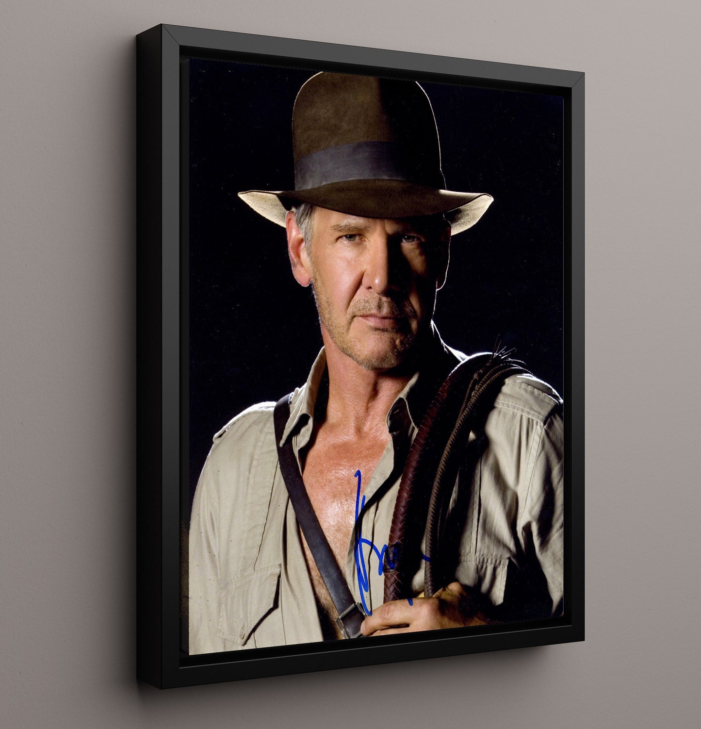 Indiana Jones - Harrison Ford - Indiana Jones - Fedora Adventurer Hero Pose movie wall art 16x20 Framed Canvas