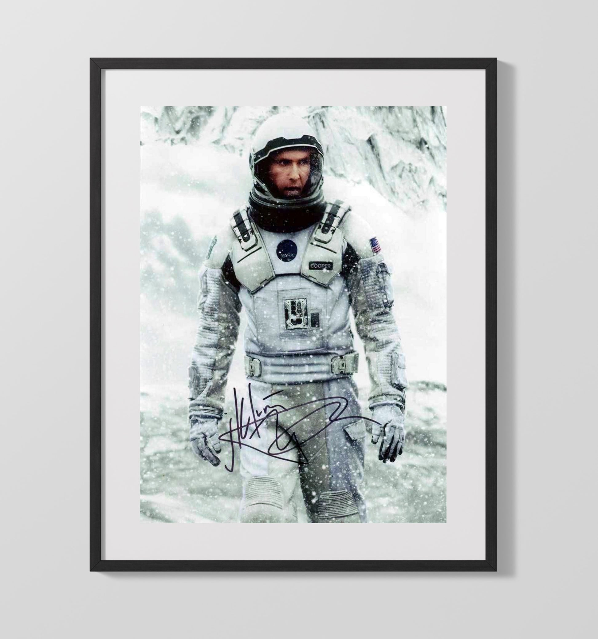 Interstellar - Matthew McConaughey Space Explorer Snow Planet Survival Vintage Movie Wall Art - 16x20 Gallery Frame movie decor