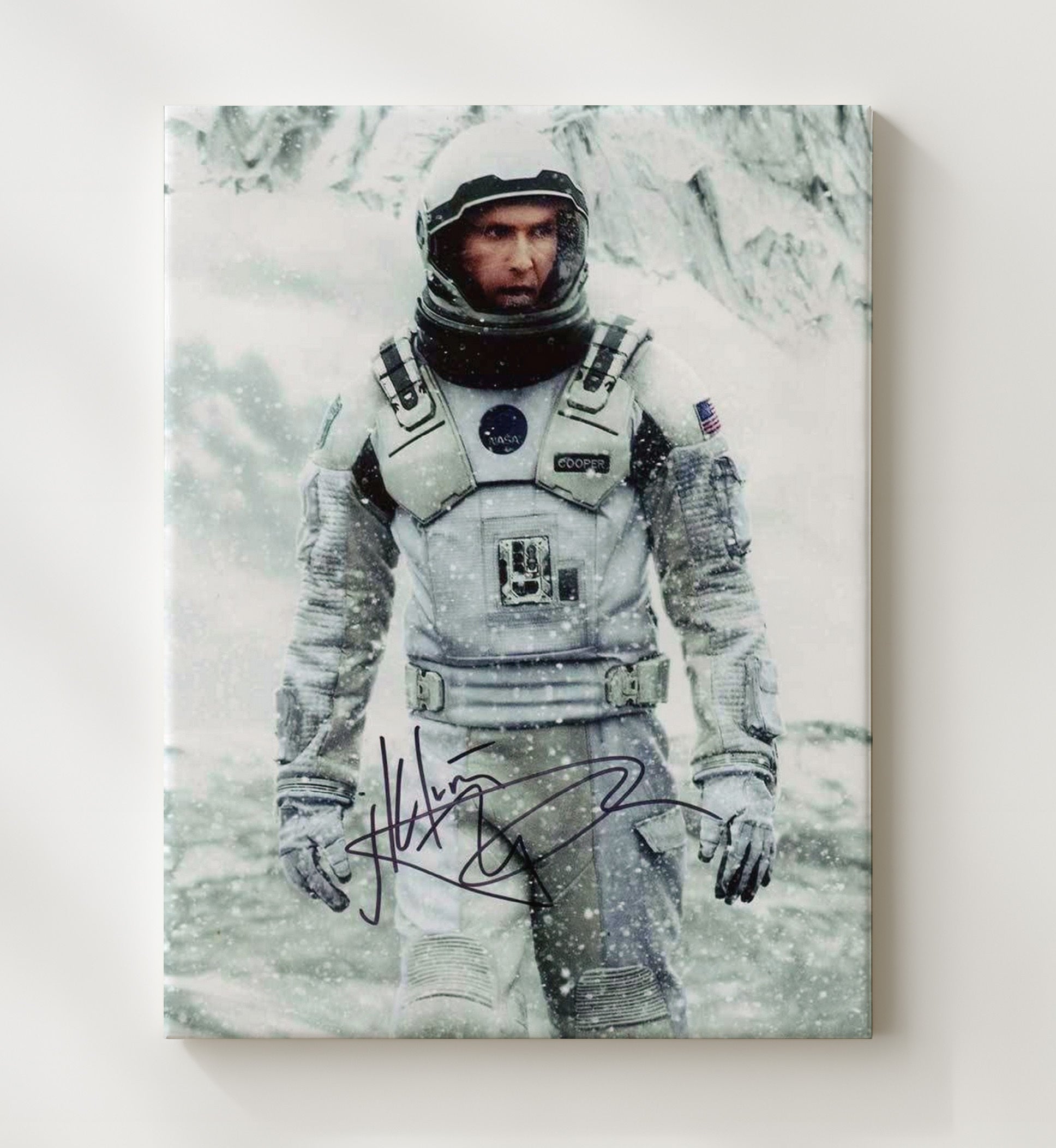 Interstellar - Matthew McConaughey Space Explorer Snow Planet Survival Vintage Movie Wall Art - 20x24 Canvas movie decor