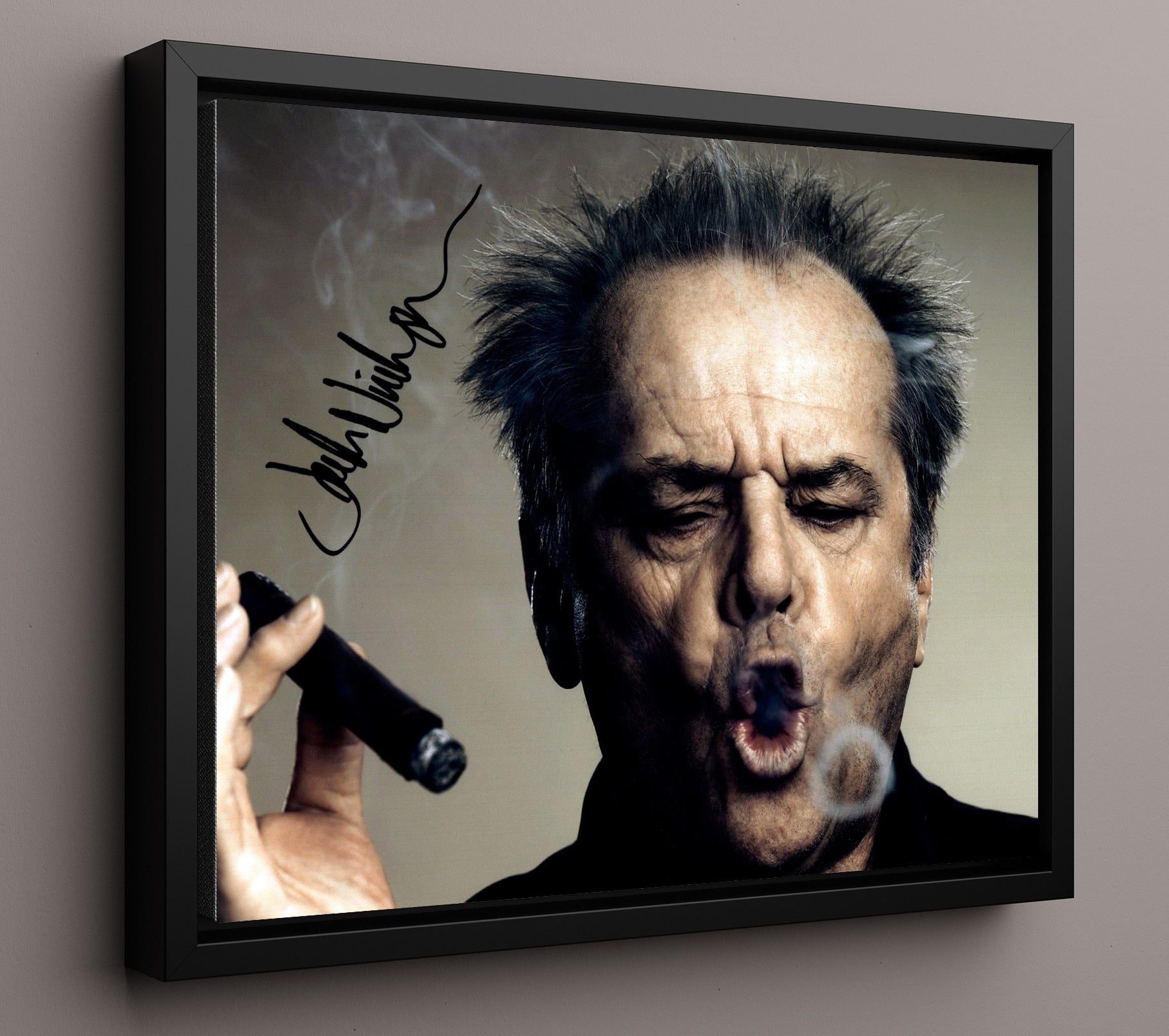 Jack Nicholson - Smoke Ring Cool Vintage Movie Wall Art - 16x20 Framed Canvas movie decor